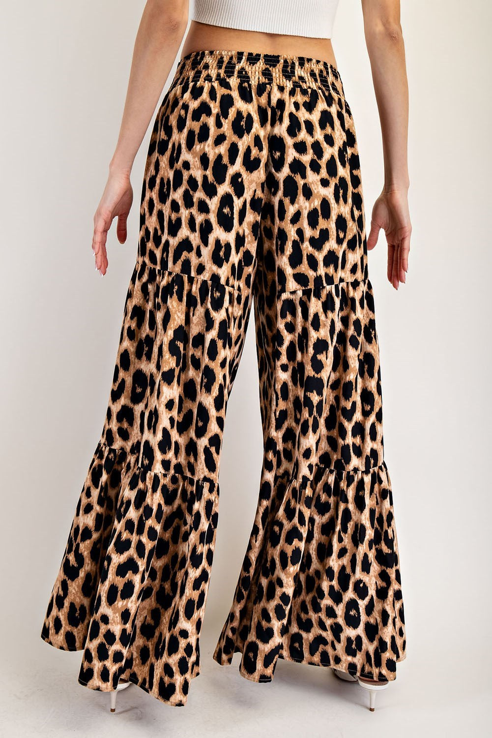 ee:some Leopard Tiered Wide Leg Pants-Bottoms-ee:some-Deja Nu Boutique, Women's Fashion Boutique in Lampasas, Texas