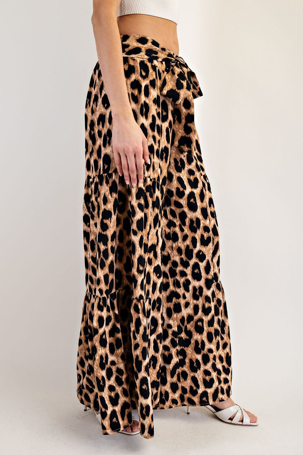 ee:some Leopard Tiered Wide Leg Pants-Bottoms-ee:some-Deja Nu Boutique, Women's Fashion Boutique in Lampasas, Texas
