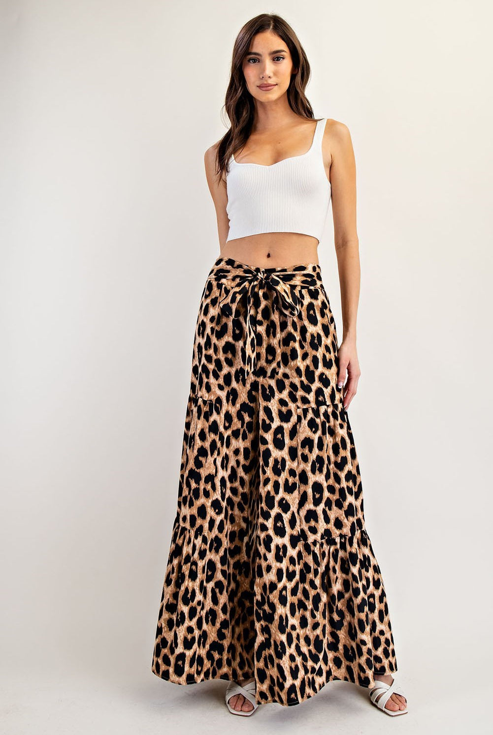 ee:some Leopard Tiered Wide Leg Pants-Bottoms-ee:some-Deja Nu Boutique, Women's Fashion Boutique in Lampasas, Texas