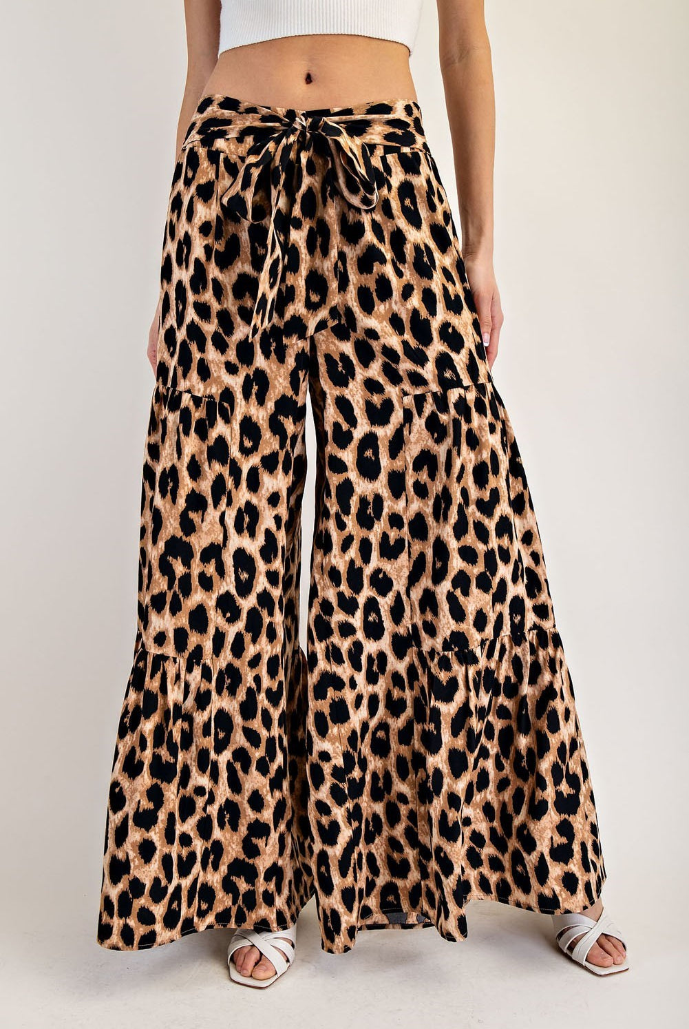 ee:some Leopard Tiered Wide Leg Pants-Bottoms-ee:some-Deja Nu Boutique, Women's Fashion Boutique in Lampasas, Texas