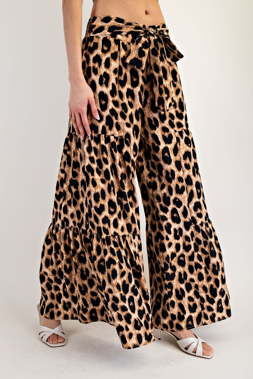 ee:some Leopard Tiered Wide Leg Pants-Bottoms-ee:some-Deja Nu Boutique, Women's Fashion Boutique in Lampasas, Texas