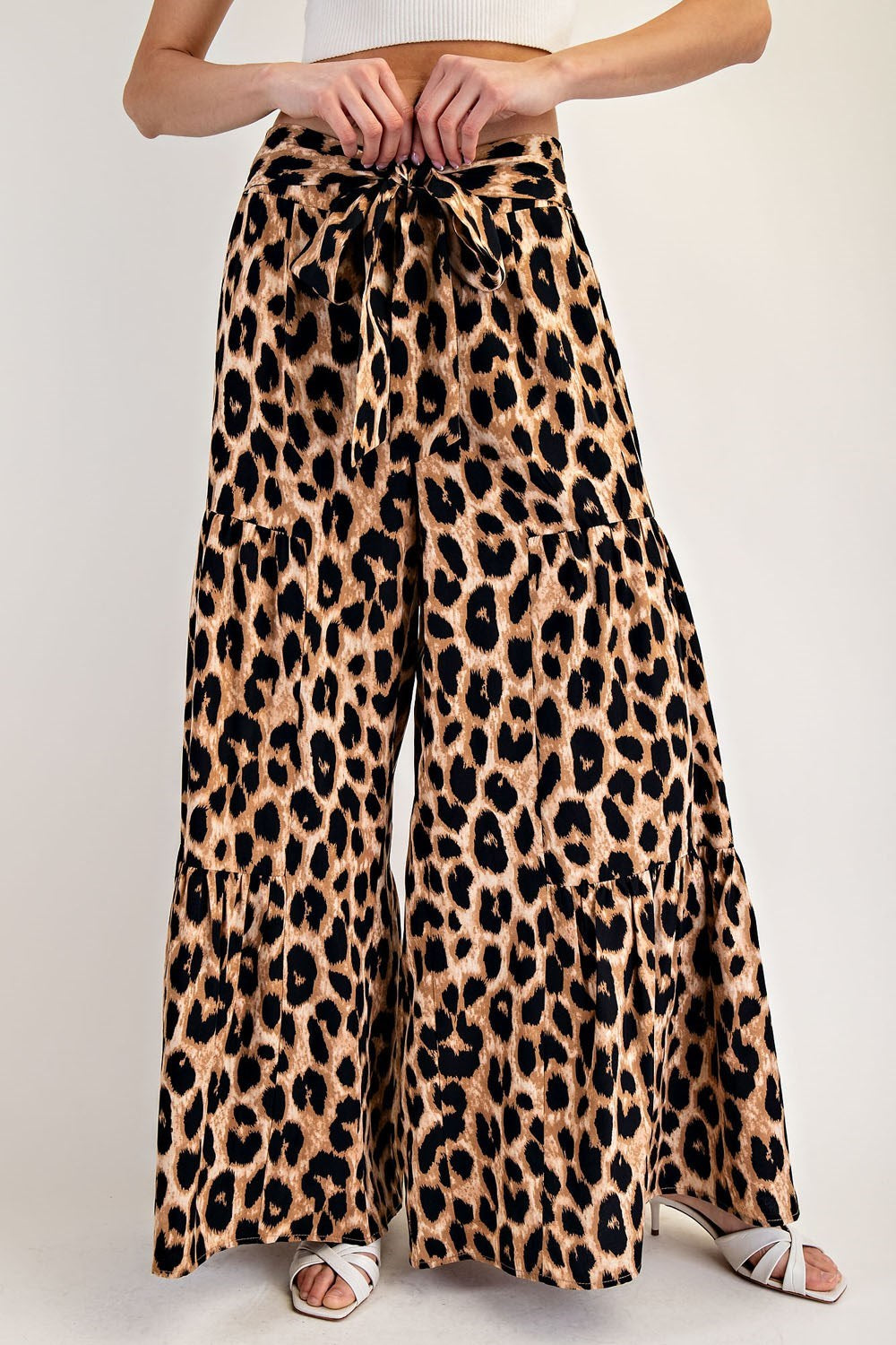 ee:some Leopard Tiered Wide Leg Pants-Bottoms-ee:some-Deja Nu Boutique, Women's Fashion Boutique in Lampasas, Texas
