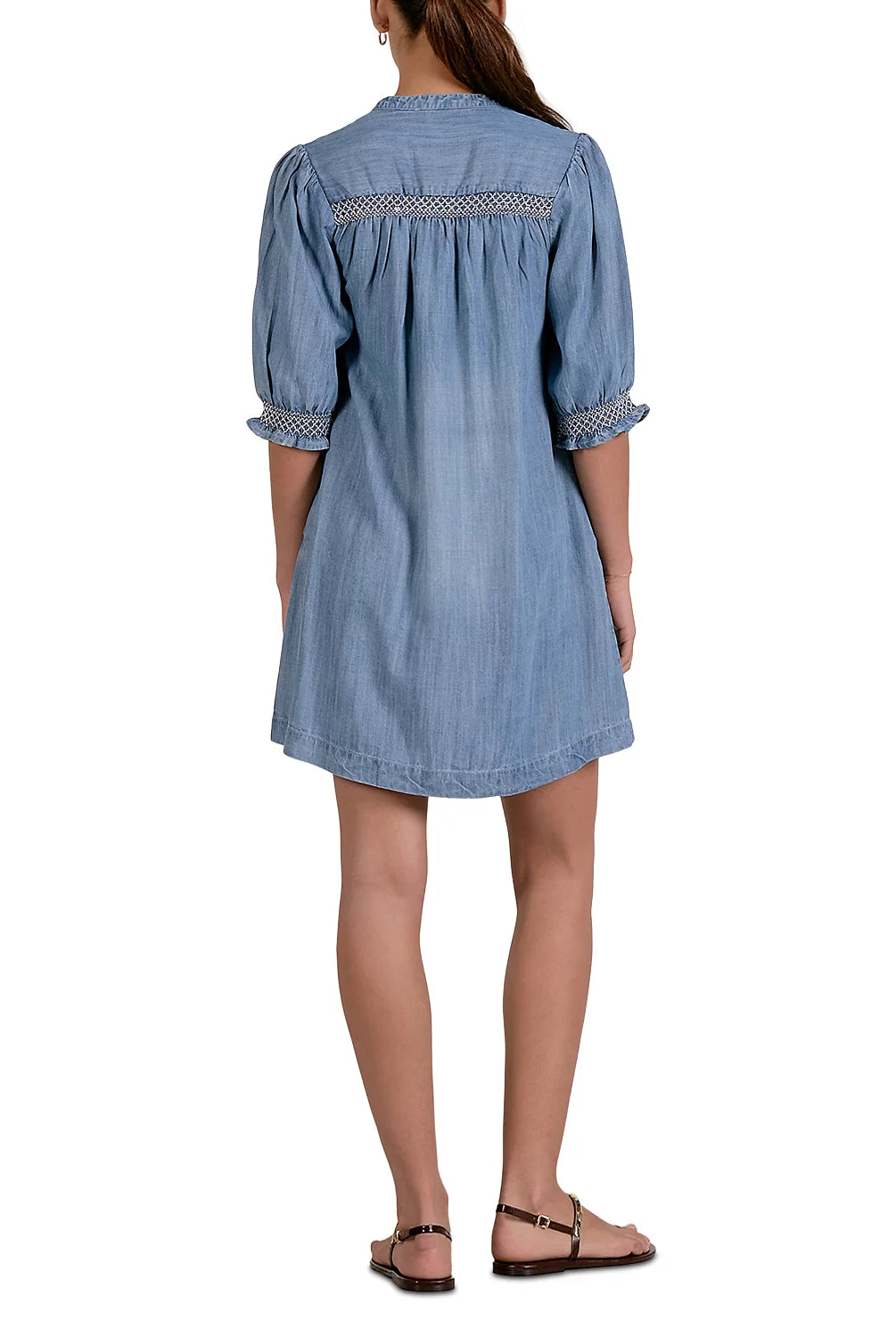 Elan Denim Elbow Sleeve Shift Dress-mini dress-Elan-Deja Nu Boutique, Women's Fashion Boutique in Lampasas, Texas