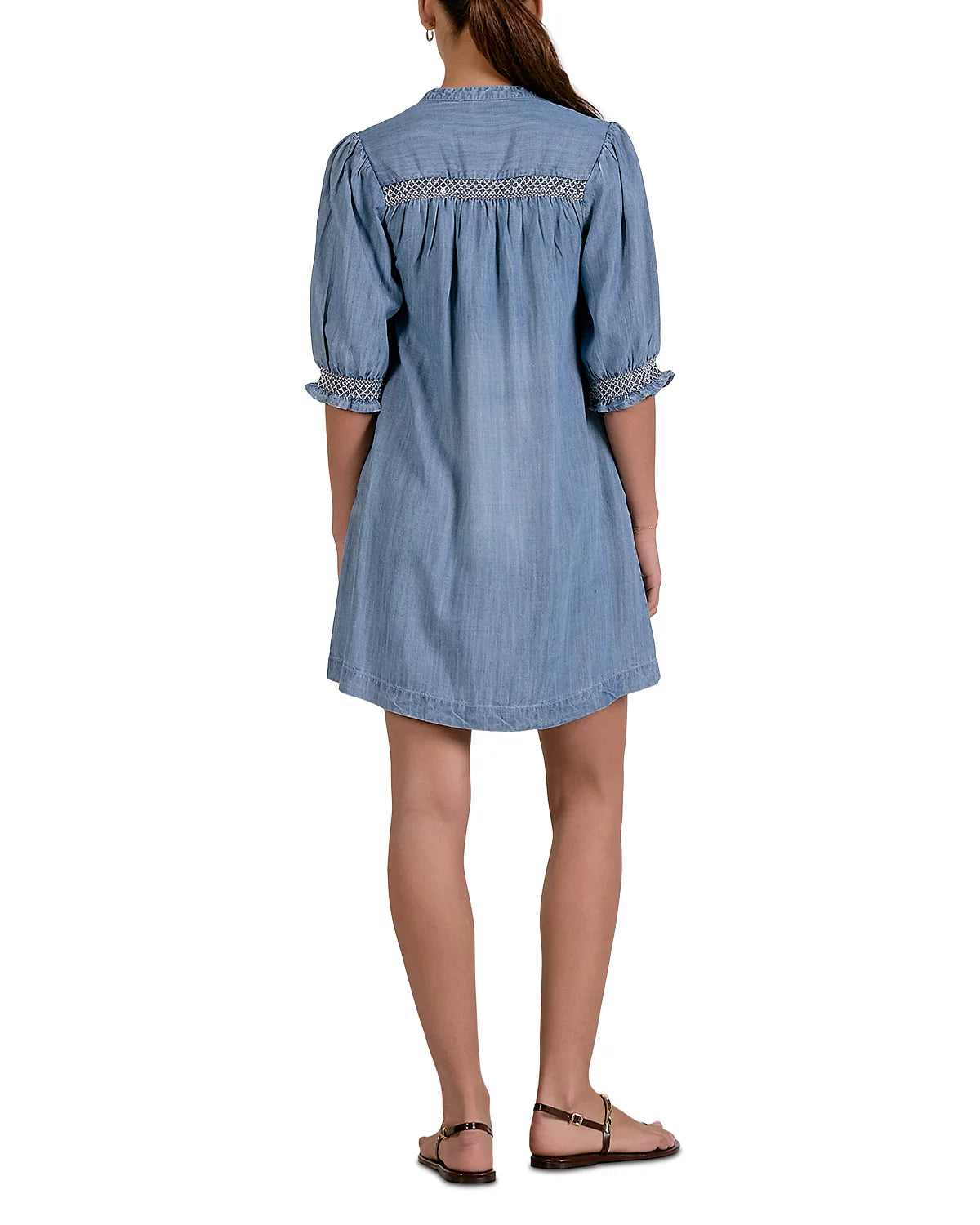 Elan Denim Elbow Sleeve Shift Dress-mini dress-Elan-Deja Nu Boutique, Women's Fashion Boutique in Lampasas, Texas