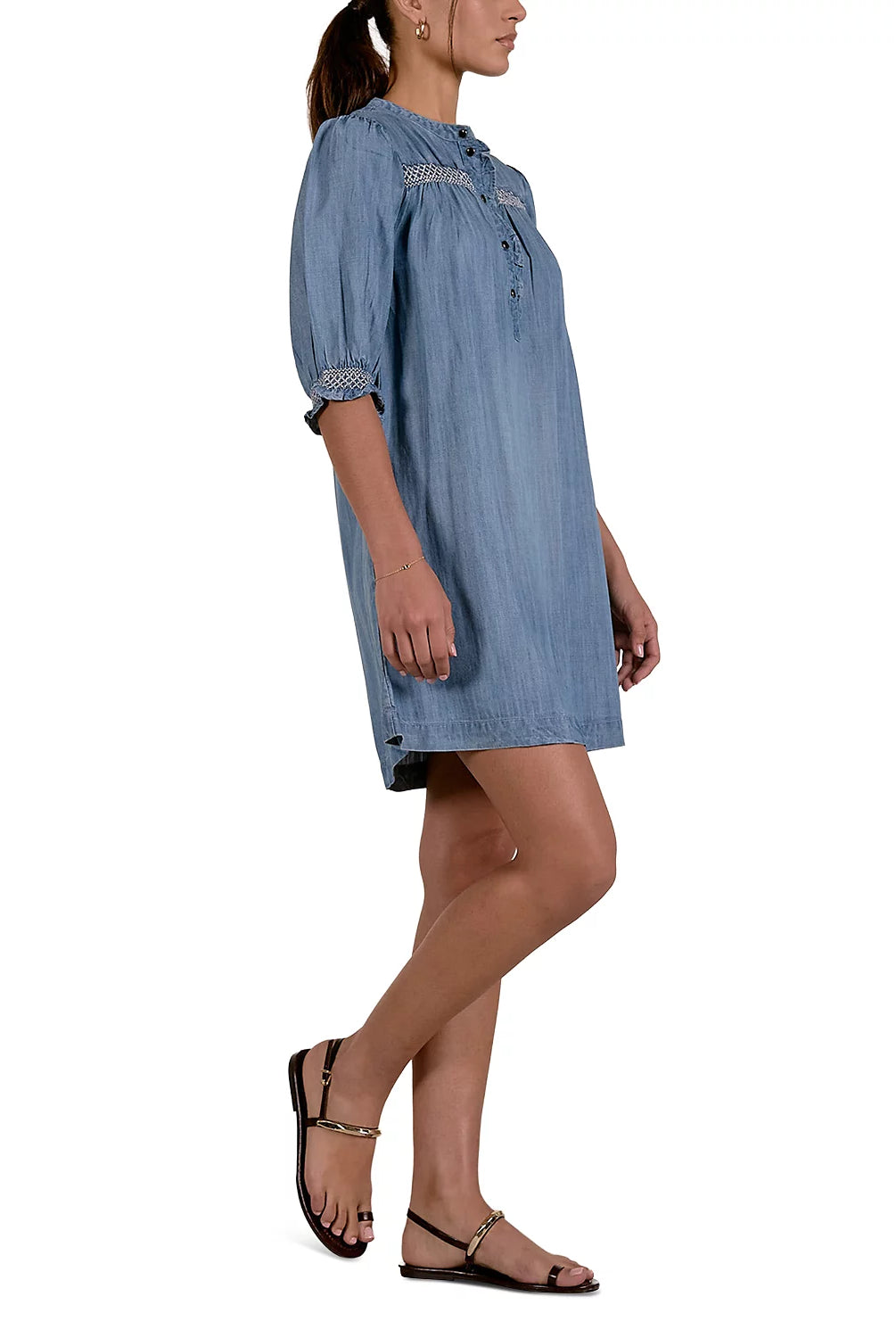 Elan Denim Elbow Sleeve Shift Dress-mini dress-Elan-Deja Nu Boutique, Women's Fashion Boutique in Lampasas, Texas