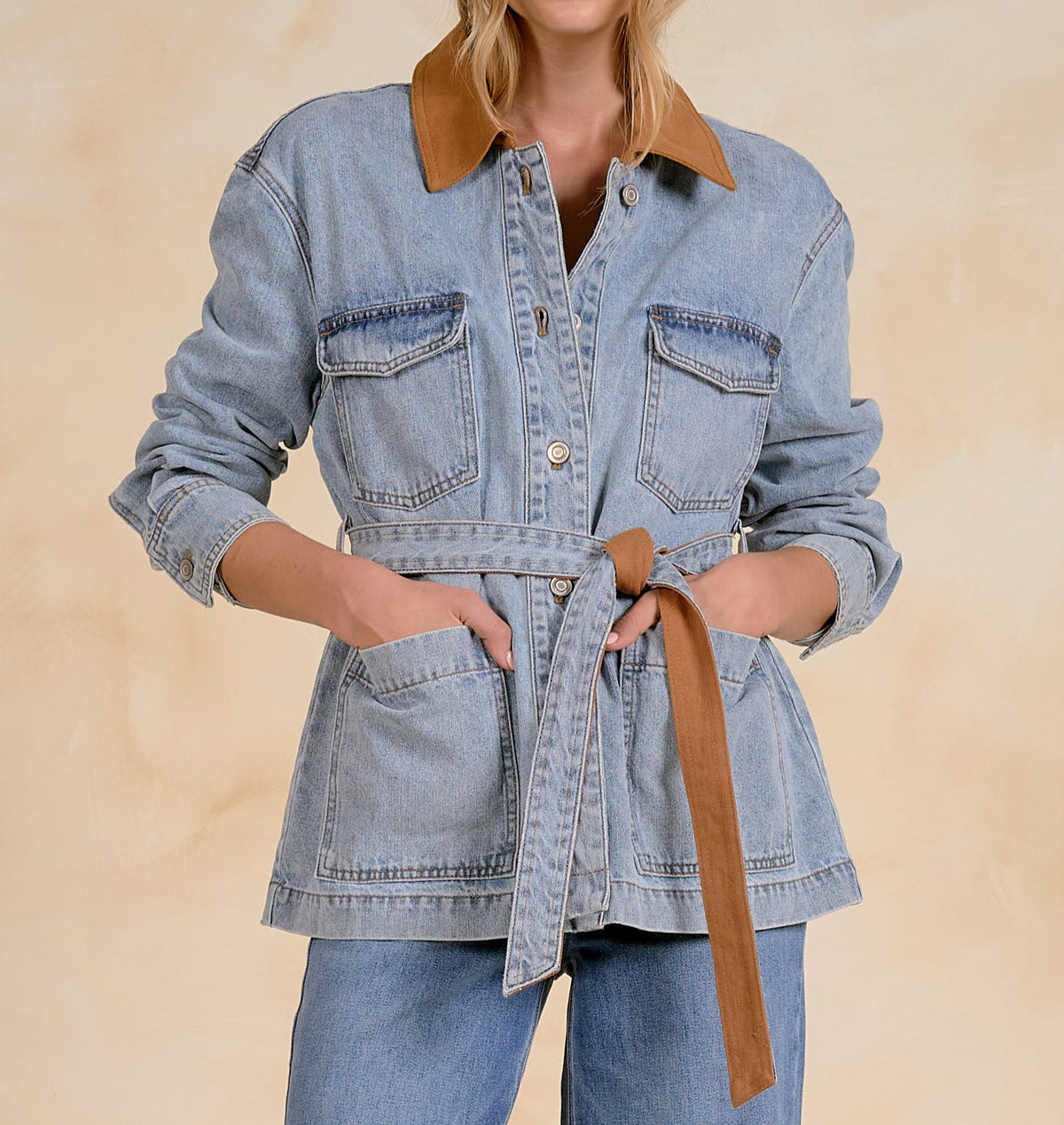 ELAN Jericho Denim Jacket with Faux Suede Accents-Outerwear-Elan-Deja Nu Boutique, Women's Fashion Boutique in Lampasas, Texas