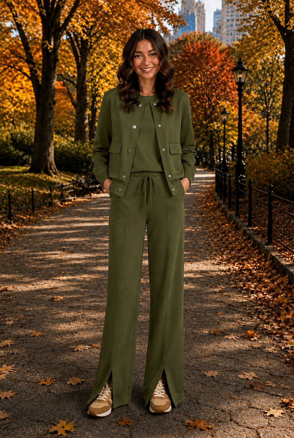 Elan Olive Drawstring Open Bottom Pants-Pants-elan-Deja Nu Boutique, Women's Fashion Boutique in Lampasas, Texas