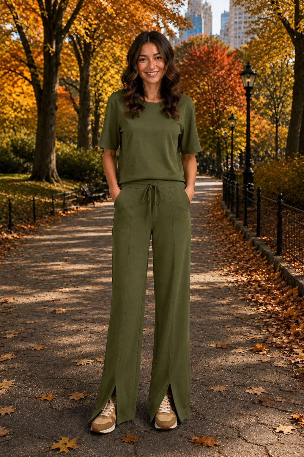 ELAN Olive Short Sleeve Crew Neck Crop Top-Tops-elan-Deja Nu Boutique, Women's Fashion Boutique in Lampasas, Texas