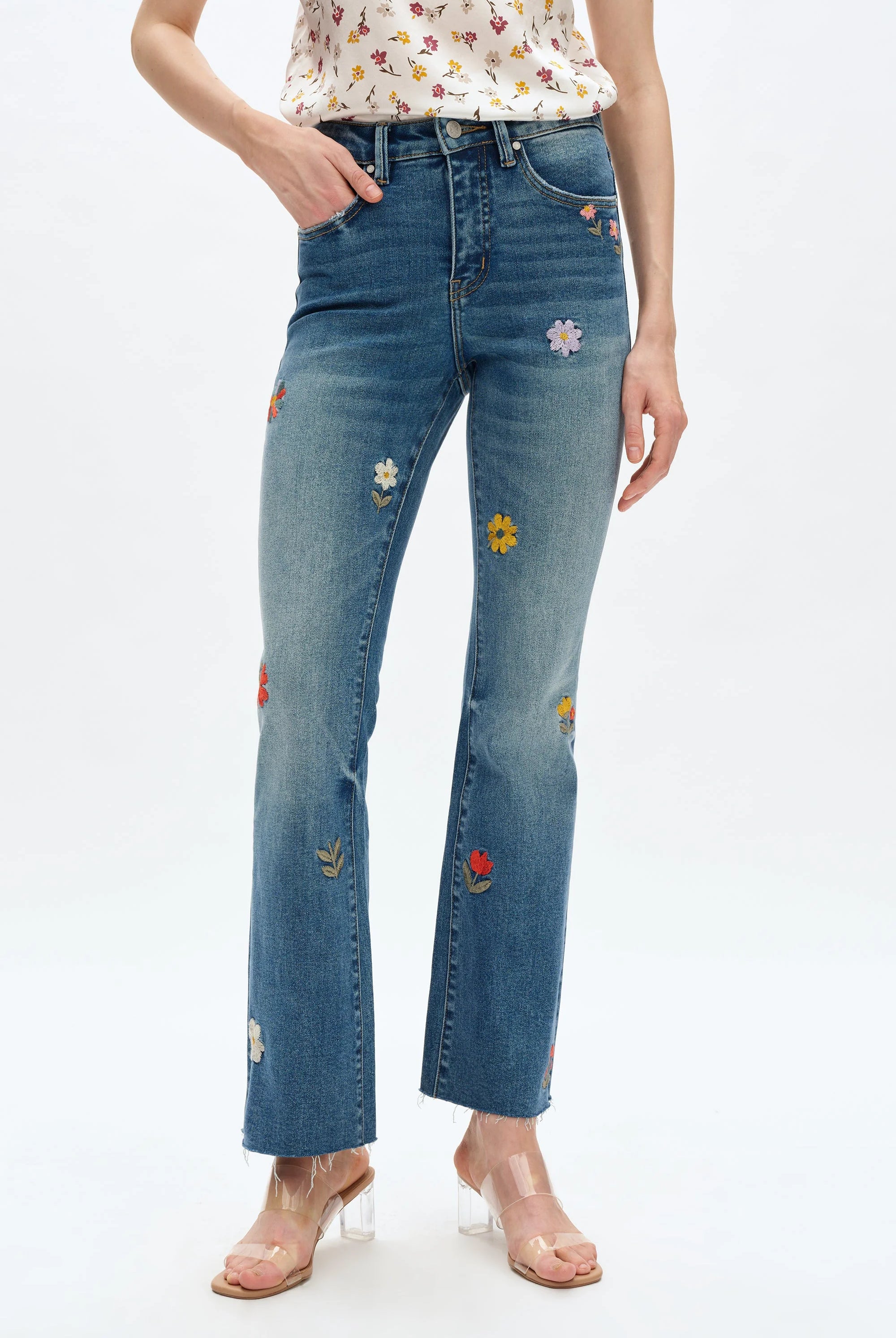 Bayeas Flora Flower Child Mid Rise Embroidered Flare Jeans-Jeans-Bayeas-Deja Nu Boutique, Women's Fashion Boutique in Lampasas, Texas