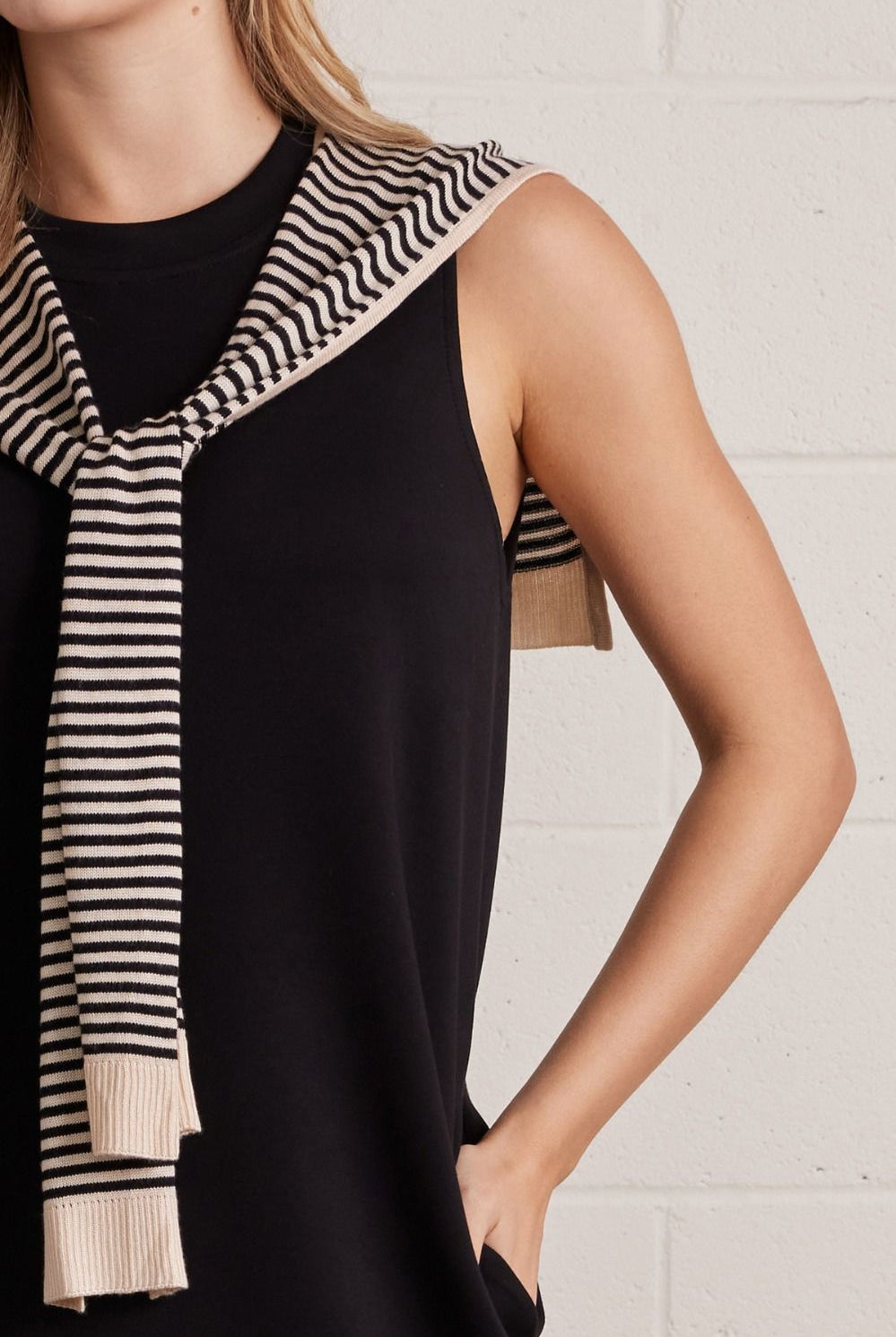 Entro Black Sweater Scarf Mini Dress-mini dress-Entro-Deja Nu Boutique, Women's Fashion Boutique in Lampasas, Texas