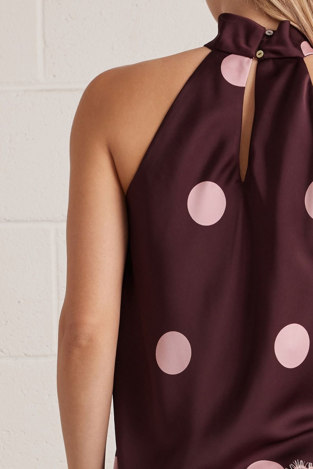 Entro Blush Dot Lace Halter Top-Lace Top-Entro-Deja Nu Boutique, Women's Fashion Boutique in Lampasas, Texas