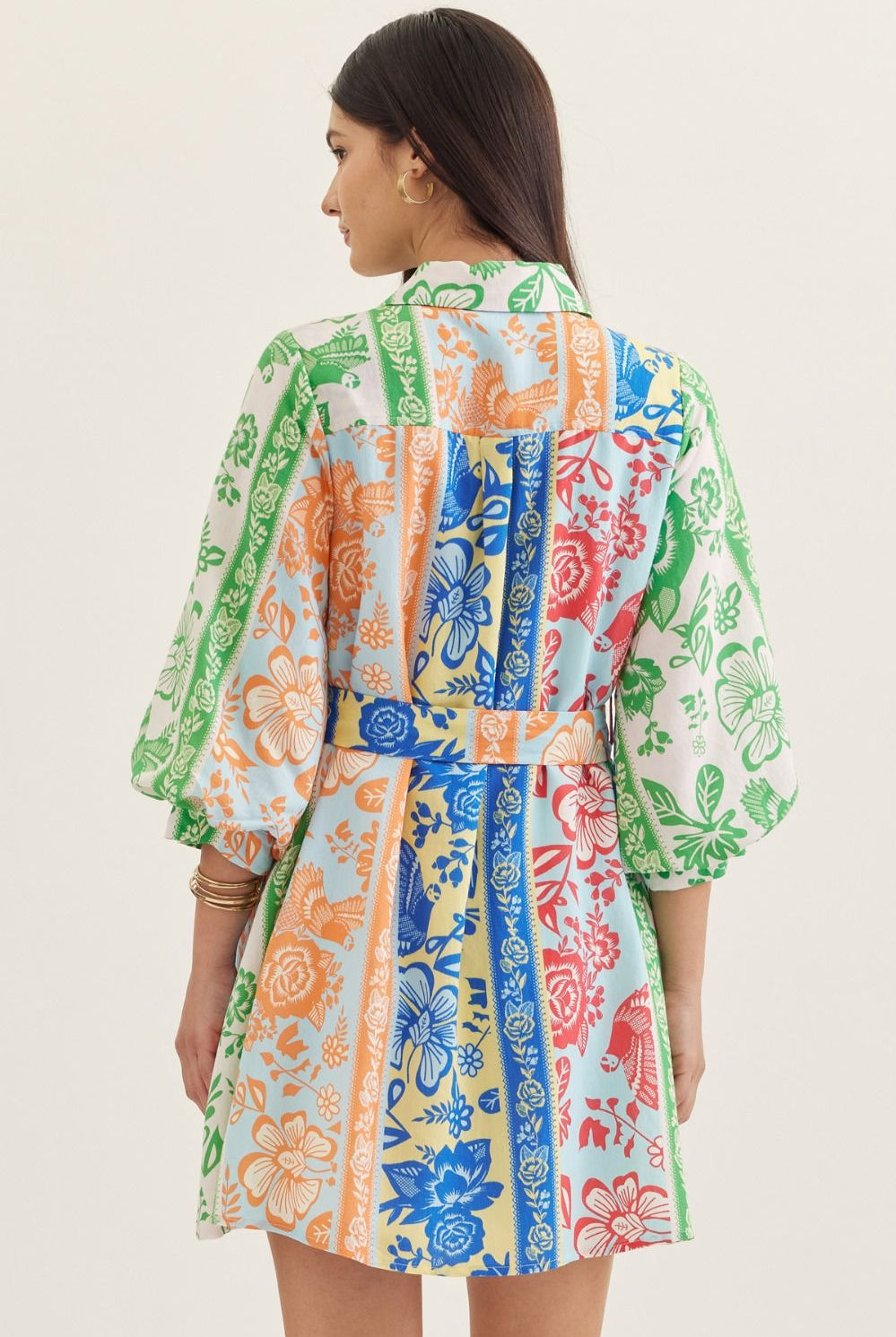 Entro Botanical Stripe Belted Mini Dress-mini dress-Entro-Deja Nu Boutique, Women's Fashion Boutique in Lampasas, Texas