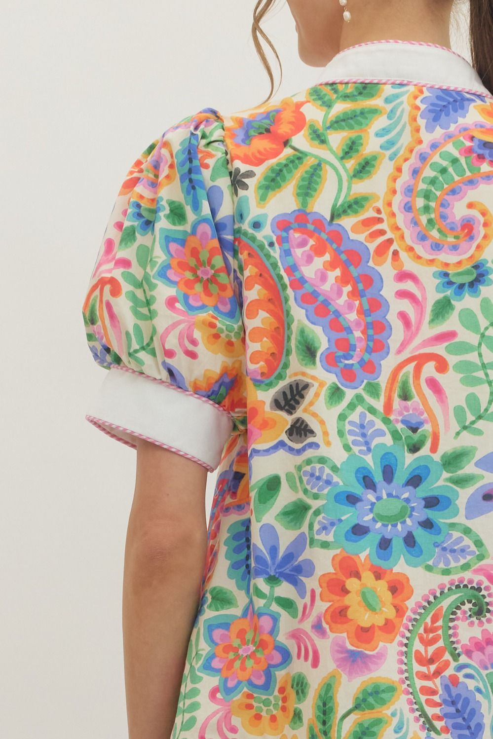 Entro Bright Floral Puff Sleeve Mini Dress-mini dress-Entro-Deja Nu Boutique, Women's Fashion Boutique in Lampasas, Texas