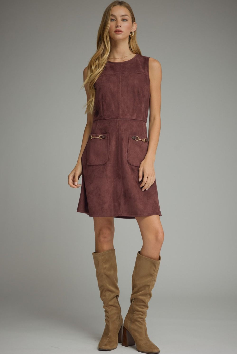 Entro Merlot Chain Accent Pocket Mini Dress-mini dress-entro-Deja Nu Boutique, Women's Fashion Boutique in Lampasas, Texas