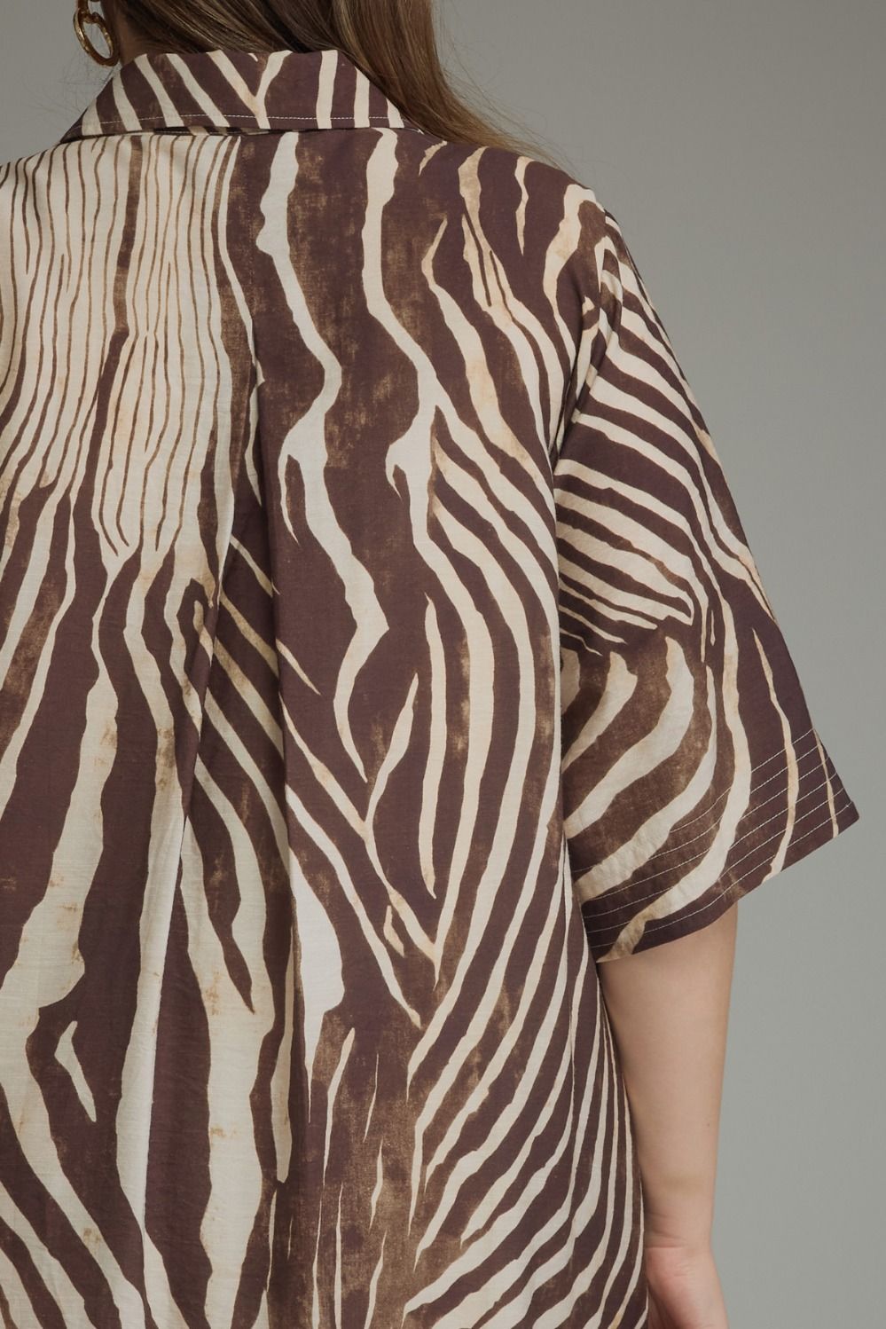 Entro Plus Abstract Zebra Print Midi Dress in Brown-Curvy/Plus Dresses-entro-Deja Nu Boutique, Women's Fashion Boutique in Lampasas, Texas