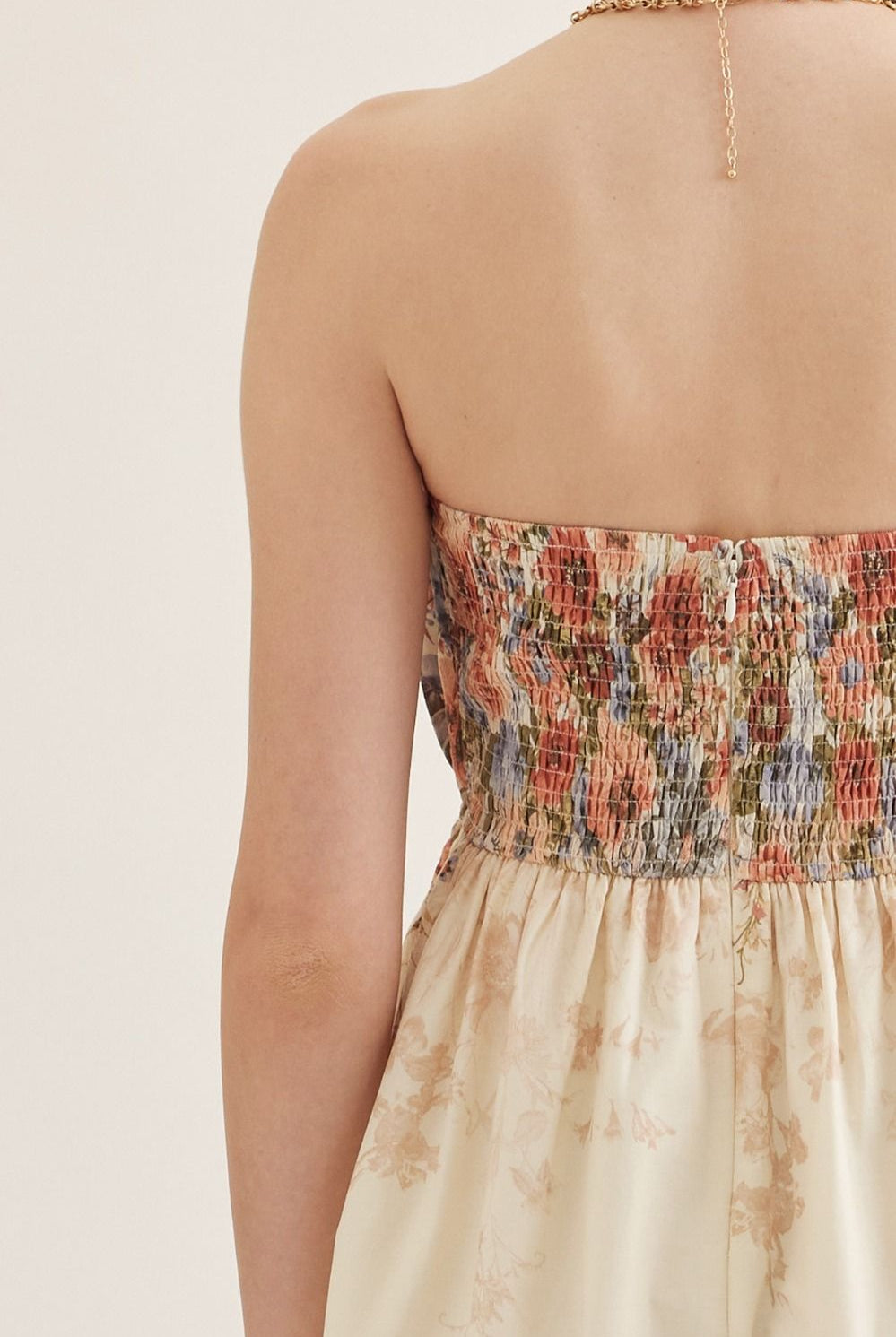 Entro Rose Multi Floral Strapless Midi Dress-Midi Dresses-Entro-Deja Nu Boutique, Women's Fashion Boutique in Lampasas, Texas