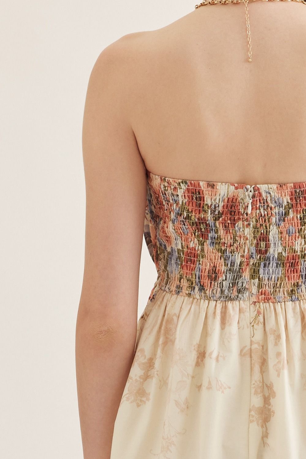 Entro Rose Multi Floral Strapless Midi Dress-Midi Dresses-Entro-Deja Nu Boutique, Women's Fashion Boutique in Lampasas, Texas