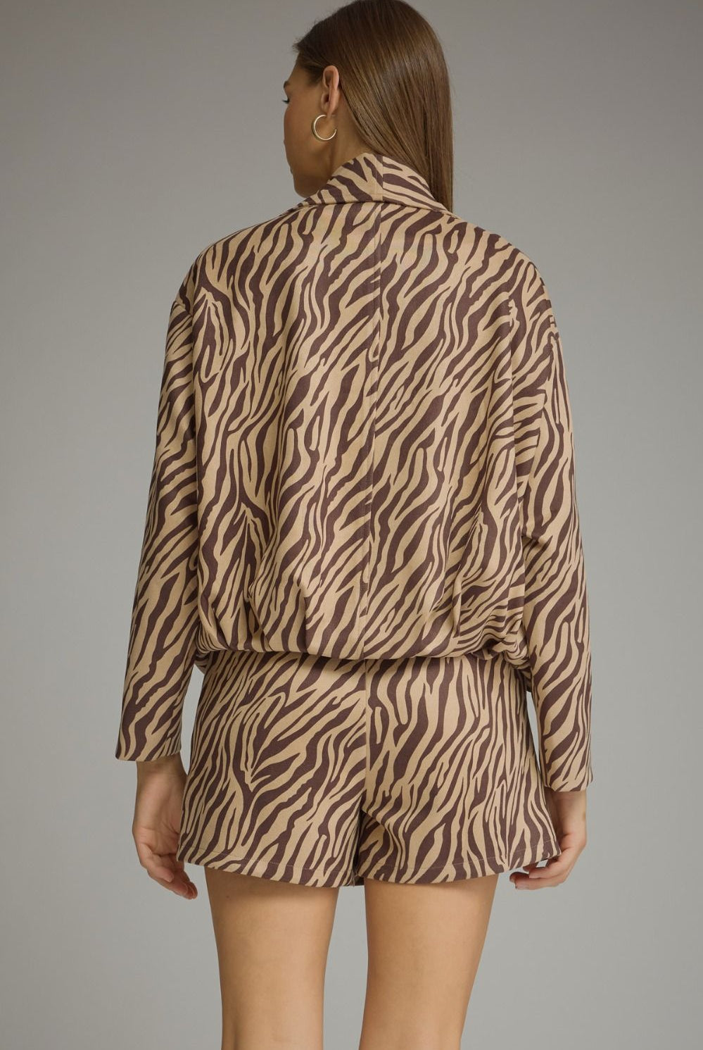 Entro Zebra Print Draped Open Front Jacket-Outerwear-entro-Deja Nu Boutique, Women's Fashion Boutique in Lampasas, Texas