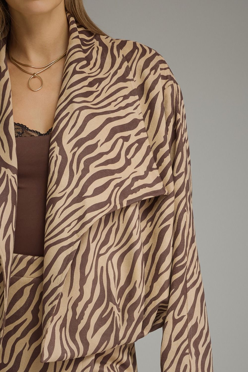 Entro Zebra Print Draped Open Front Jacket-Outerwear-entro-Deja Nu Boutique, Women's Fashion Boutique in Lampasas, Texas