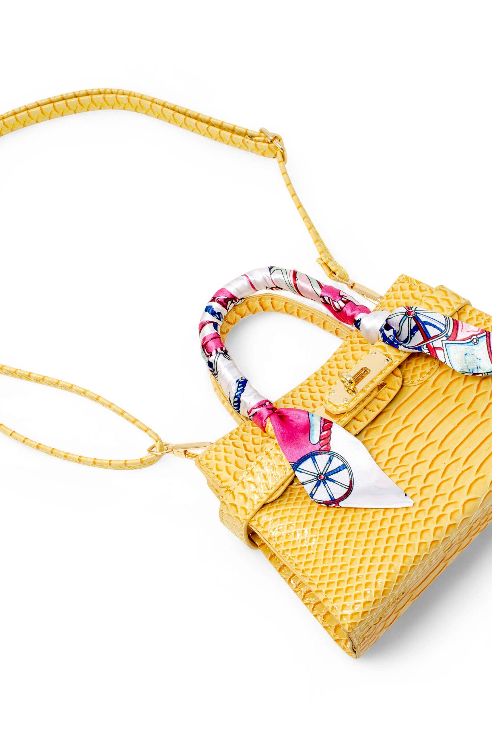 Tiny Treats and ZOMI GEMS Vivid Crocodile Scarf Handbag in Yellow-Kids Handbag-Tiny Treats and ZOMI GEMS-Deja Nu Boutique, Women's Fashion Boutique in Lampasas, Texas