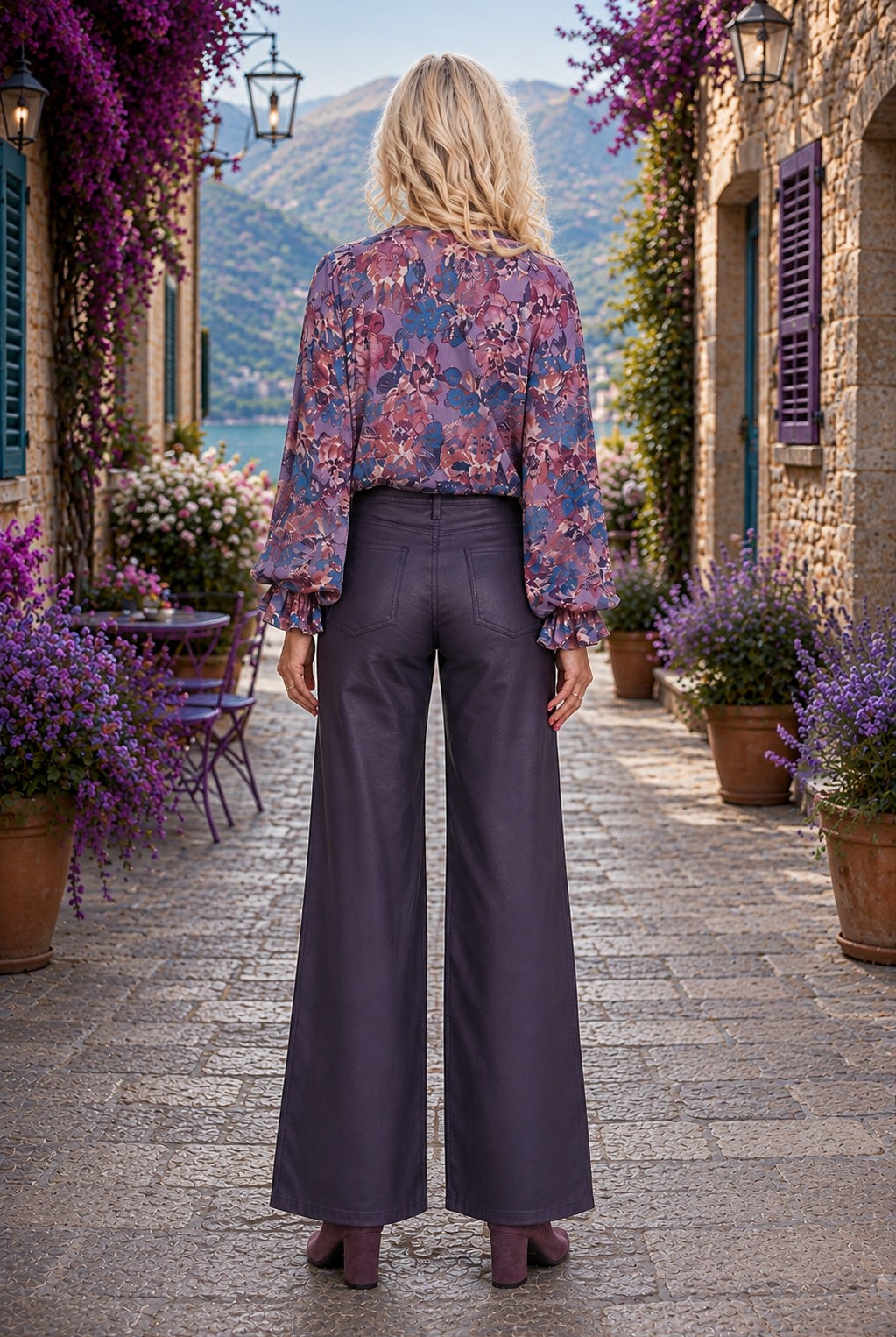 Fate Dusty Mauve Multi Floral Print Ruffle Neck Blouse-shirts-Fate-Deja Nu Boutique, Women's Fashion Boutique in Lampasas, Texas