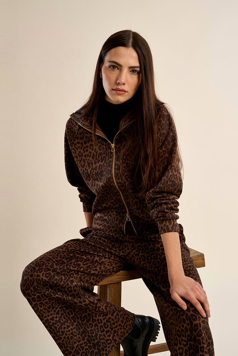 Gabrielle by Molly Bracken Dora Leopard Print Zip Front Jacket-Jackets-Gabrielle-Deja Nu Boutique, Women's Fashion Boutique in Lampasas, Texas
