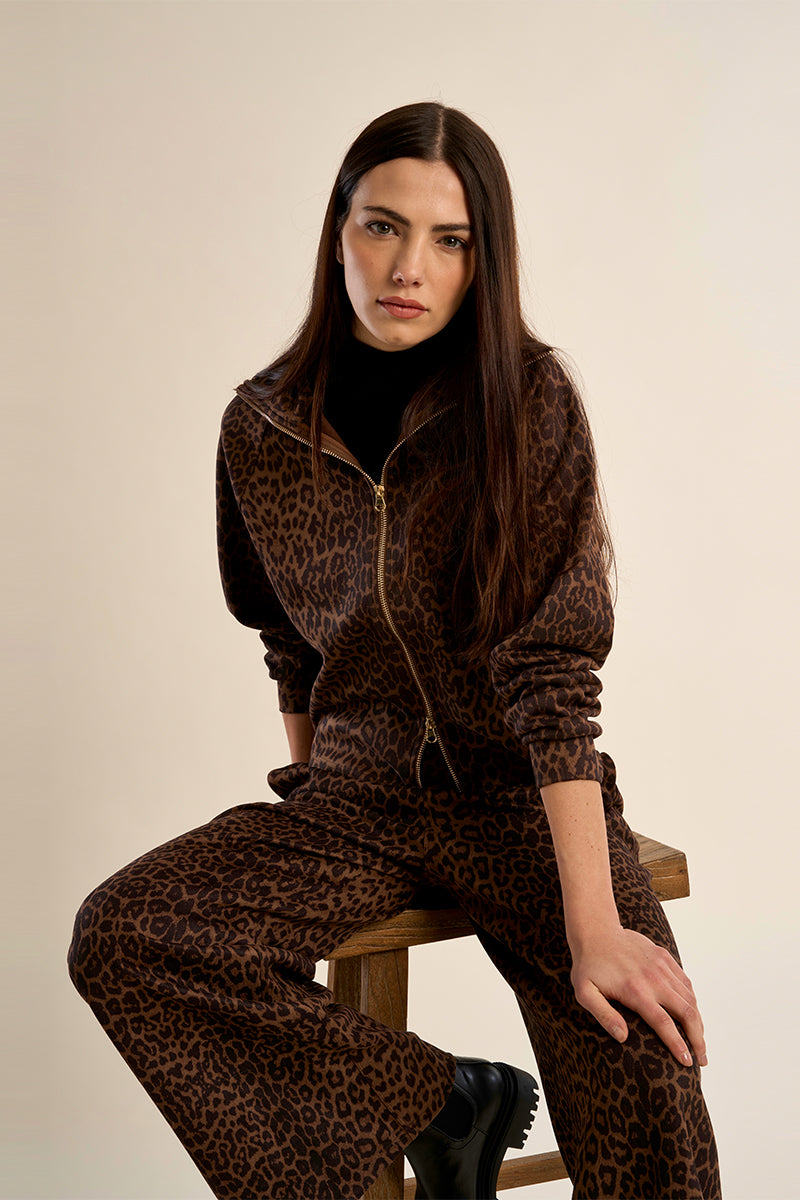 Gabrielle by Molly Bracken Dora Leopard Print Zip Front Jacket-Jackets-Gabrielle-Deja Nu Boutique, Women's Fashion Boutique in Lampasas, Texas