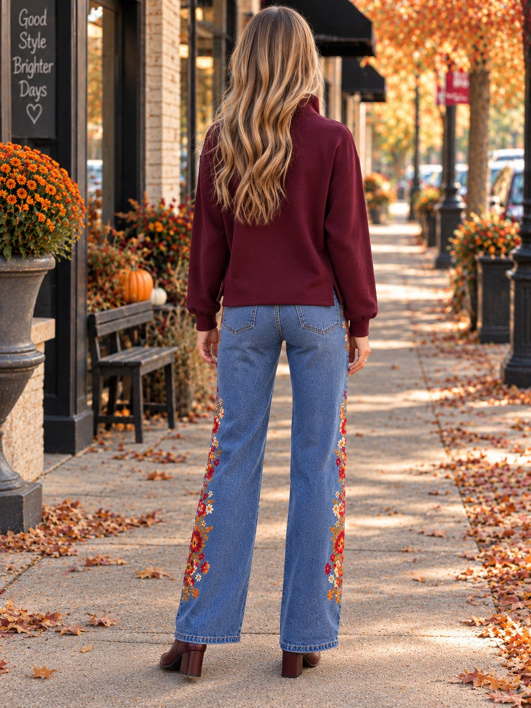 Gabrielle by Molly Bracken Edie Half Zip Sweatshirt in Dark Red-sweatshirt-Gabrielle-Deja Nu Boutique, Women's Fashion Boutique in Lampasas, Texas
