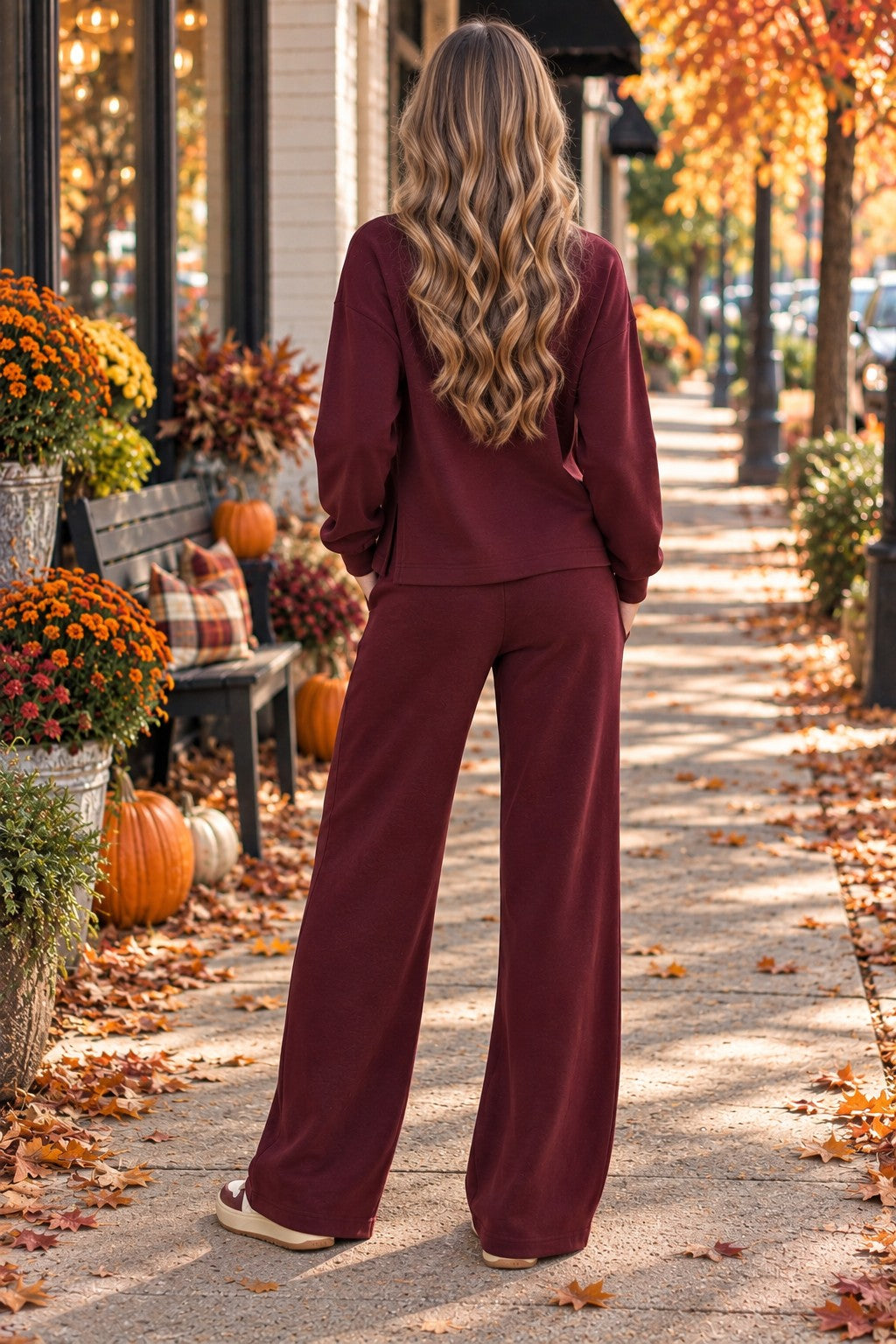 Gabrielle by Molly Bracken Edie Half Zip Sweatshirt in Dark Red-sweatshirt-Gabrielle-Deja Nu Boutique, Women's Fashion Boutique in Lampasas, Texas