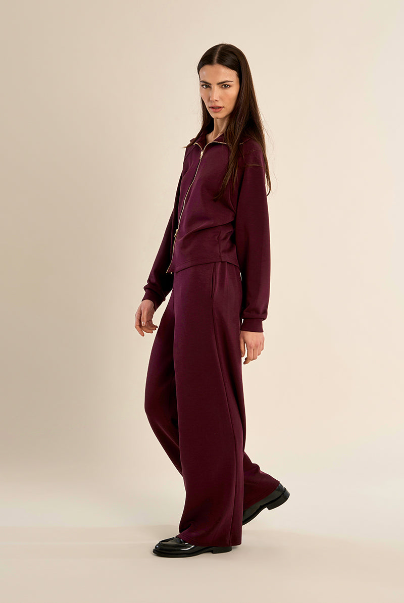 Gabrielle by Molly Bracken Monalisa Wide Leg Pants in Dark Red-Athleisurewear-Gabrielle-Deja Nu Boutique, Women's Fashion Boutique in Lampasas, Texas