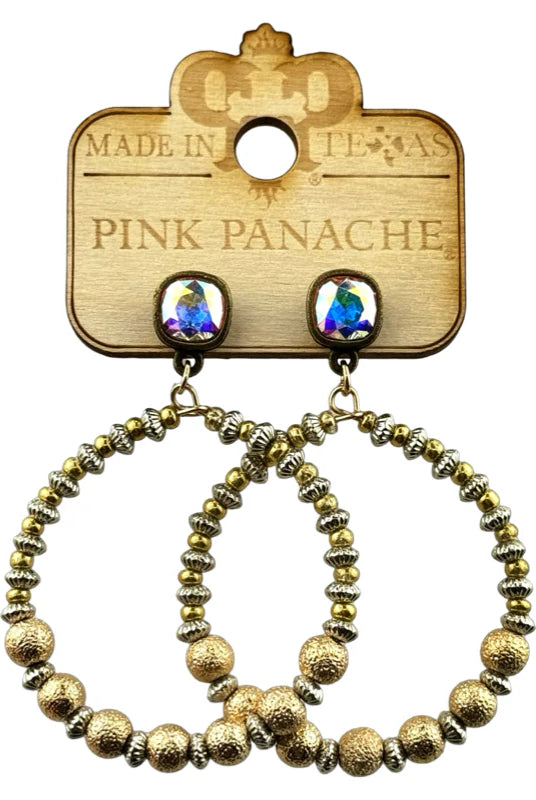 Pink Panache Gold Foil Beaded Circle Earrings-Earrings-Pink Panache-Deja Nu Boutique, Women's Fashion Boutique in Lampasas, Texas