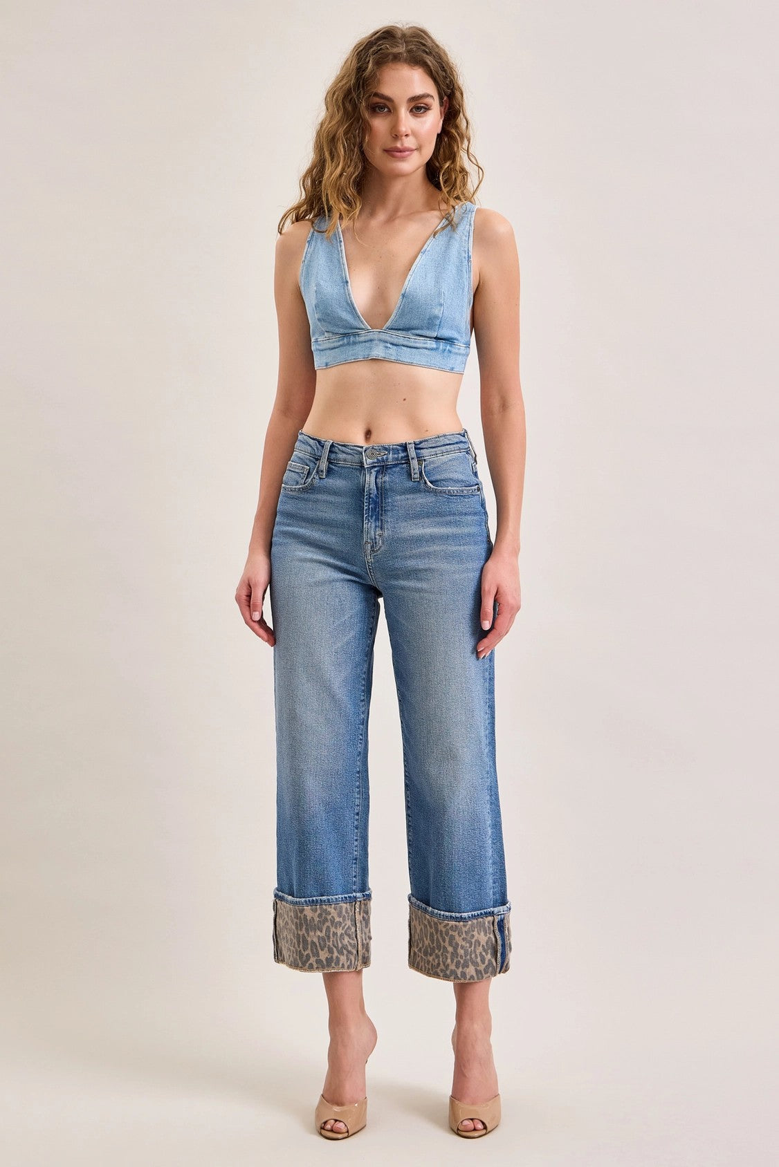 Hidden Logan High Rise Dad Jeans with Cheetah Cuff-Jeans-Hidden-Deja Nu Boutique, Women's Fashion Boutique in Lampasas, Texas