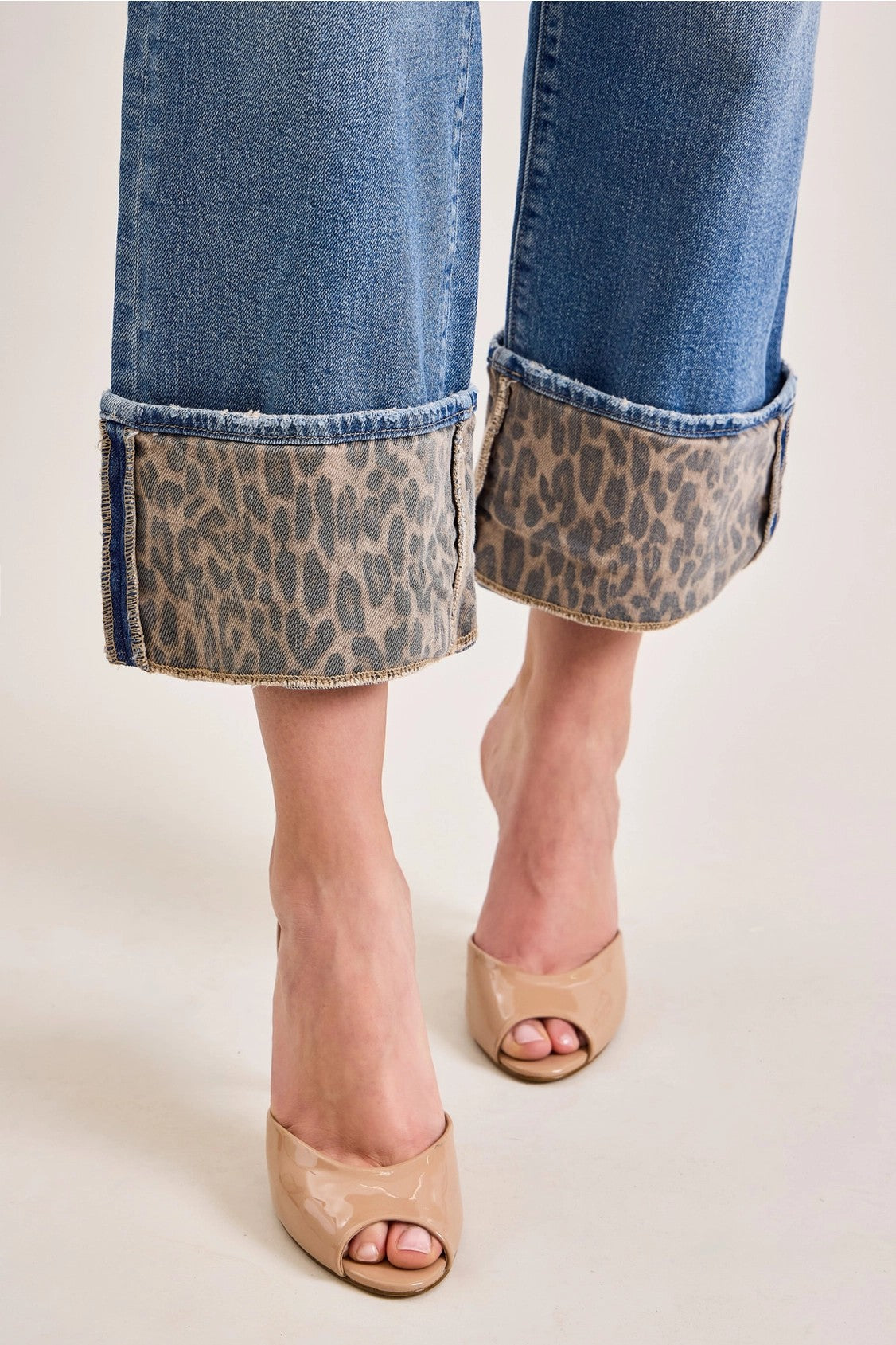 Hidden Logan High Rise Dad Jeans with Cheetah Cuff-Jeans-Hidden-Deja Nu Boutique, Women's Fashion Boutique in Lampasas, Texas