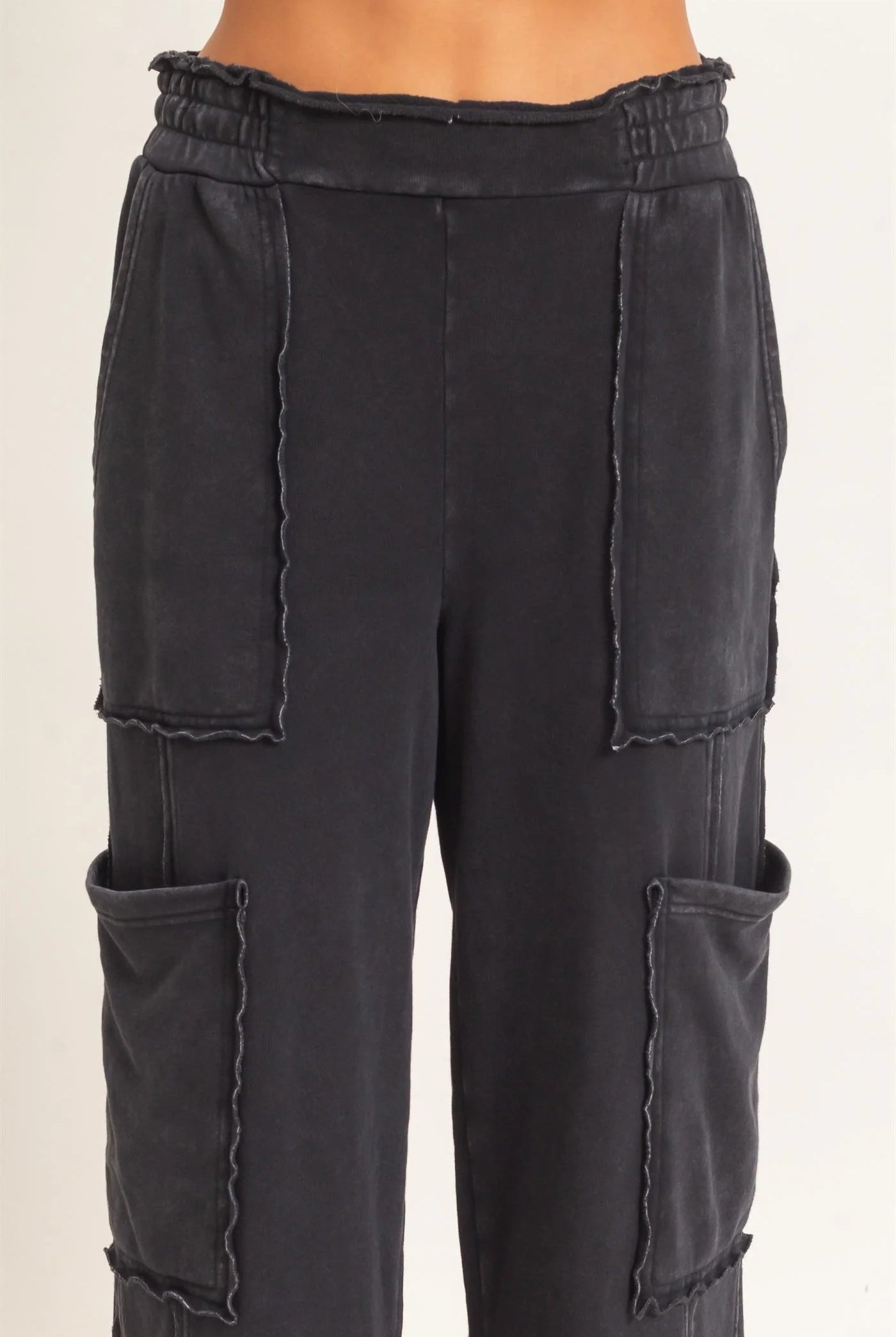 Hyfve Double Zero Mineral Wash Cargo Pocket Pants – Dark Red & Black-Athleisurewear-Hyfve Double Zero-Deja Nu Boutique, Women's Fashion Boutique in Lampasas, Texas