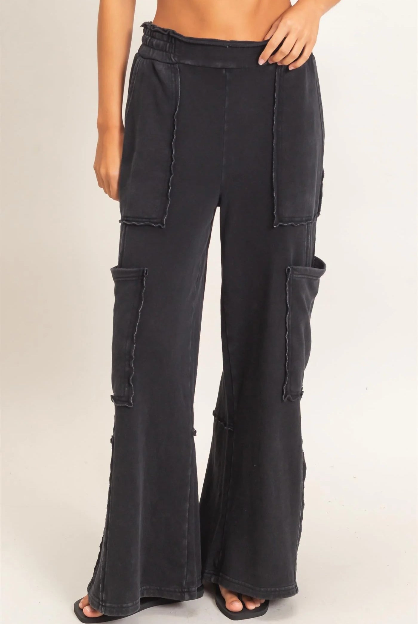 Hyfve Double Zero Mineral Wash Cargo Pocket Pants – Dark Red & Black-Athleisurewear-Hyfve Double Zero-Deja Nu Boutique, Women's Fashion Boutique in Lampasas, Texas