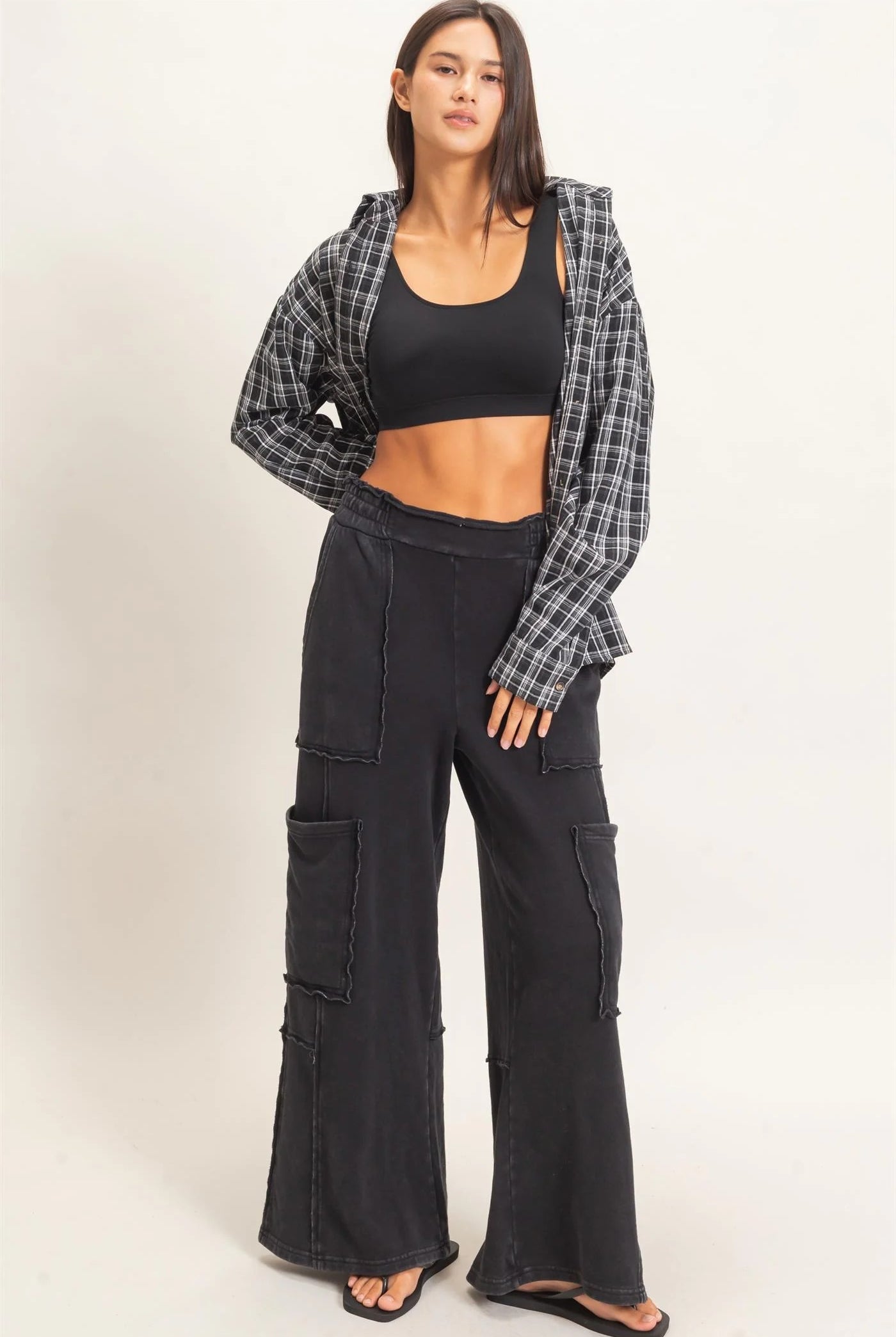 Hyfve Double Zero Mineral Wash Cargo Pocket Pants – Dark Red & Black-Athleisurewear-Hyfve Double Zero-Deja Nu Boutique, Women's Fashion Boutique in Lampasas, Texas