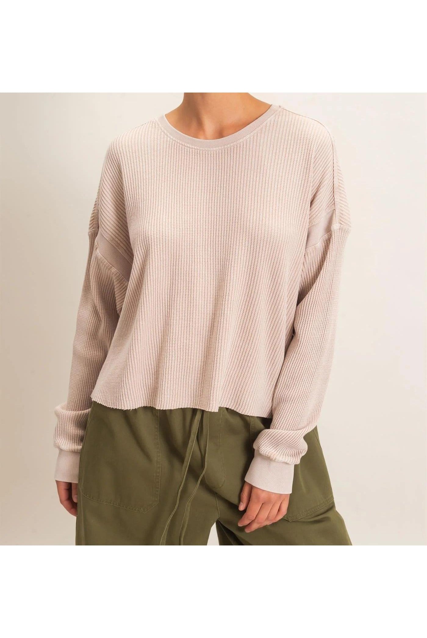 Hyfve Double Zero Mineral Wash Waffle Open Back Top in Dark Taupe or Dark Red-Tops-Hyfve Double Zero-Deja Nu Boutique, Women's Fashion Boutique in Lampasas, Texas