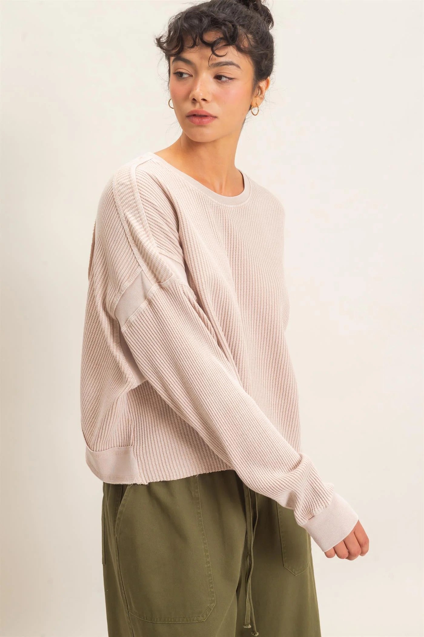 Hyfve Double Zero Mineral Wash Waffle Open Back Top in Dark Taupe or Dark Red-Tops-Hyfve Double Zero-Deja Nu Boutique, Women's Fashion Boutique in Lampasas, Texas