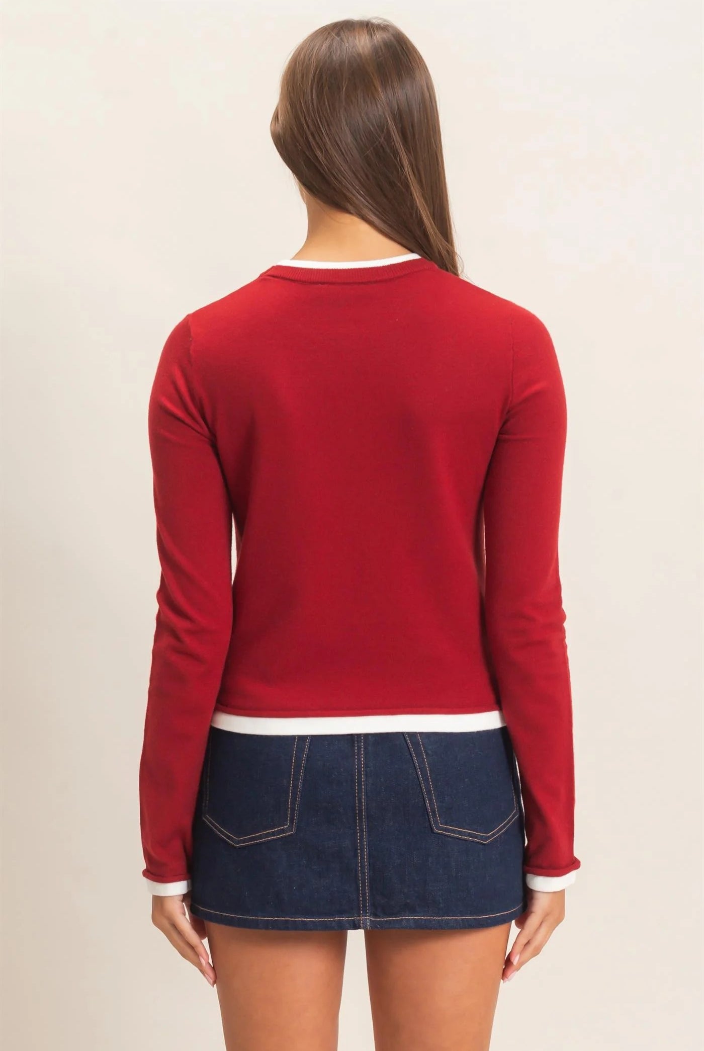 Hyfve Double Zero Layer Effect Long Sleeve Knit Top – Dark Red, Dark Brown & Black-Tops-Hyfve Double Zero-Deja Nu Boutique, Women's Fashion Boutique in Lampasas, Texas