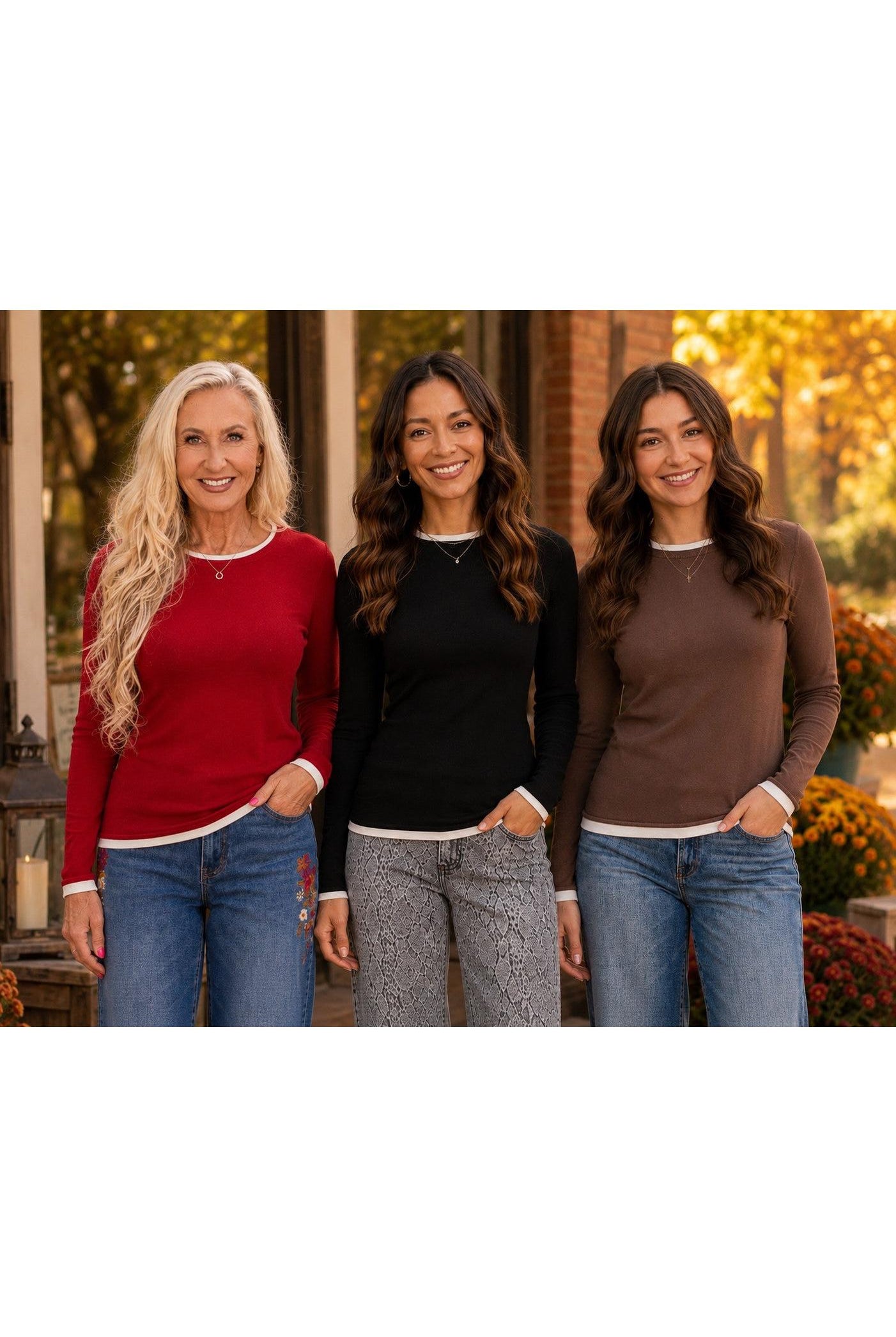 Hyfve Double Zero Layer Effect Long Sleeve Knit Top – Dark Red, Dark Brown & Black-Tops-Hyfve Double Zero-Deja Nu Boutique, Women's Fashion Boutique in Lampasas, Texas
