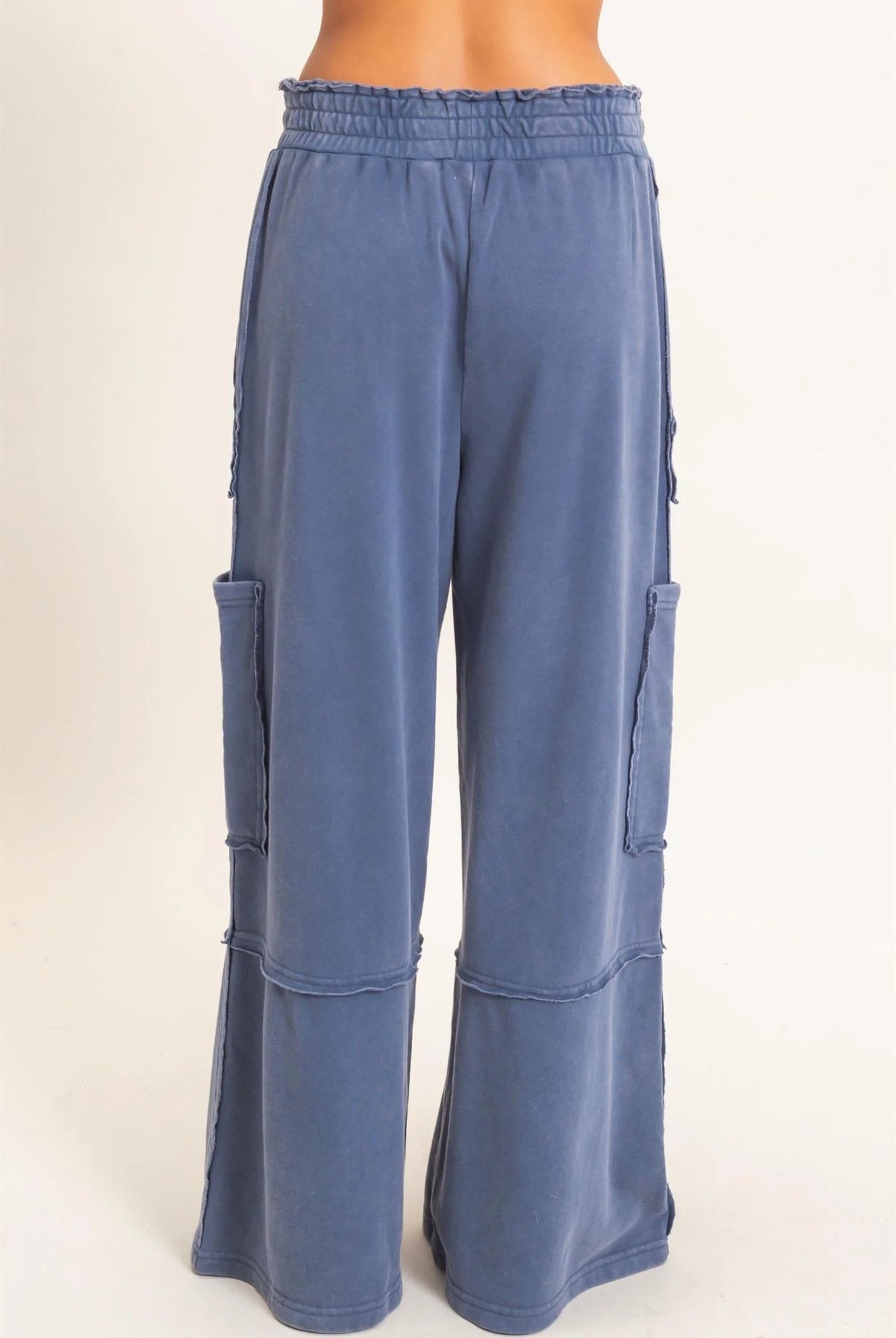 Hyfve Double Zero Mineral Wash Cargo Pocket Pants in Navy-Pants-Hyfve Double Zero-Deja Nu Boutique, Women's Fashion Boutique in Lampasas, Texas