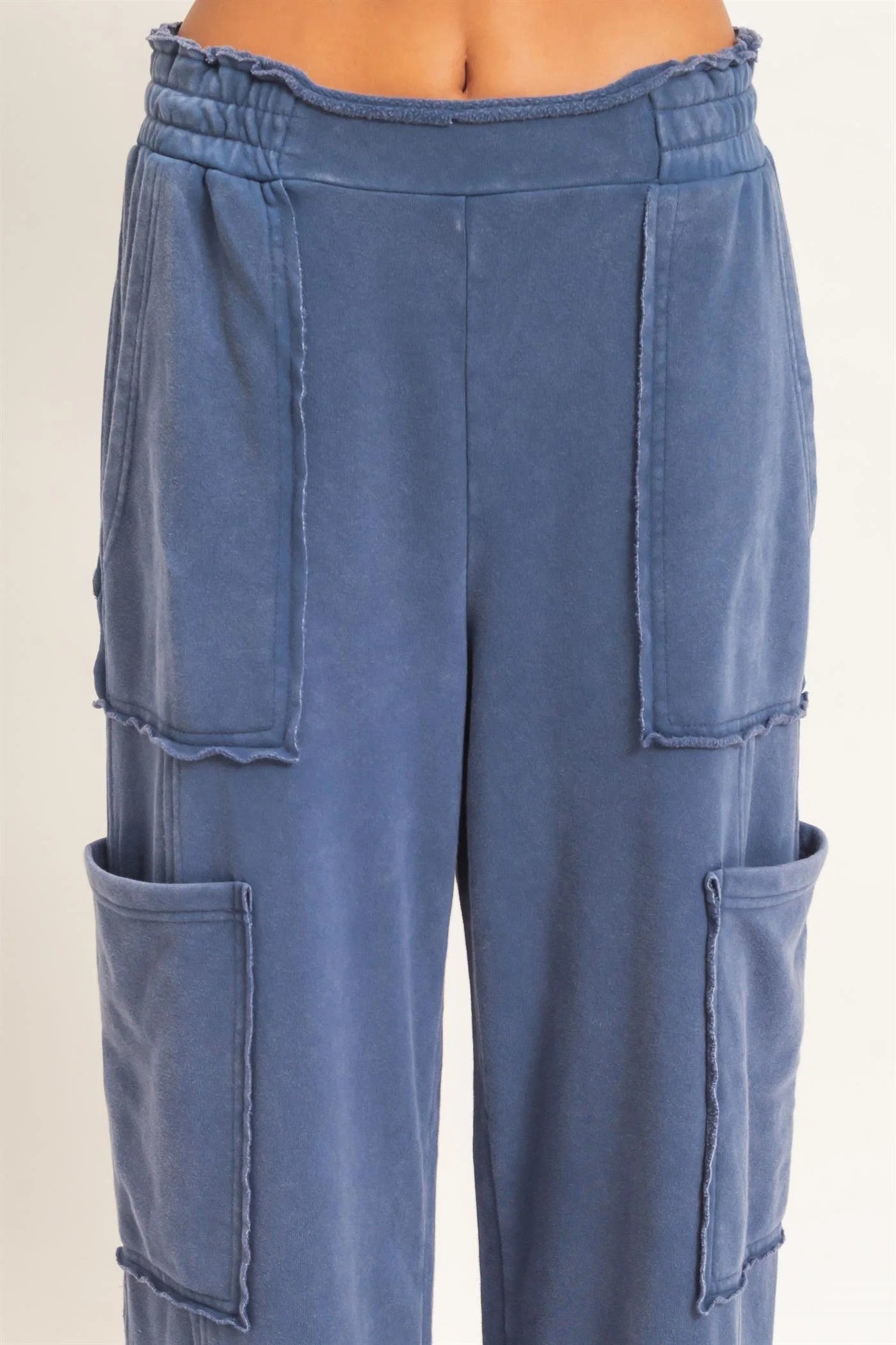 Hyfve Double Zero Mineral Wash Cargo Pocket Pants in Navy-Pants-Hyfve Double Zero-Deja Nu Boutique, Women's Fashion Boutique in Lampasas, Texas