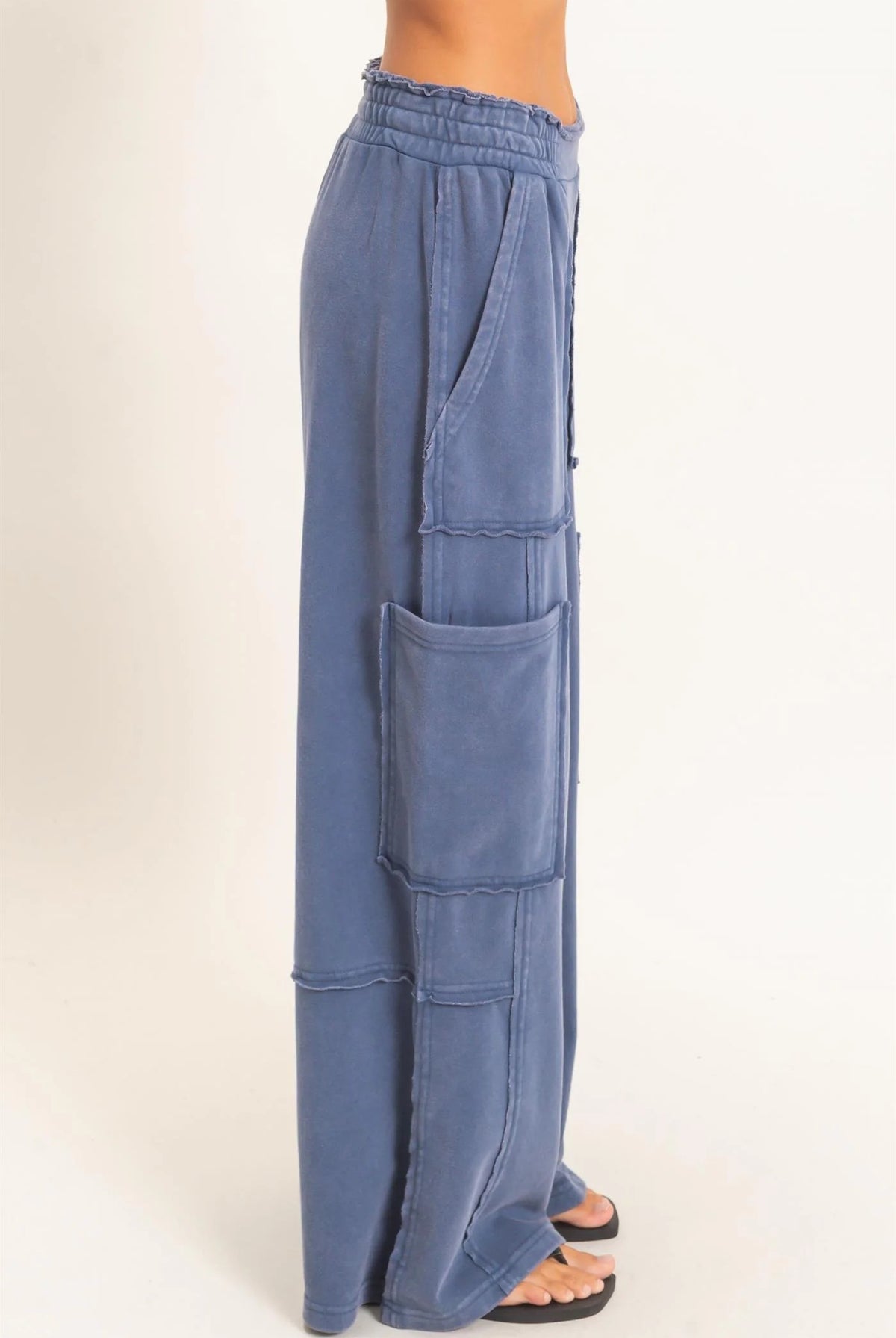 Hyfve Double Zero Mineral Wash Cargo Pocket Pants in Navy-Pants-Hyfve Double Zero-Deja Nu Boutique, Women's Fashion Boutique in Lampasas, Texas