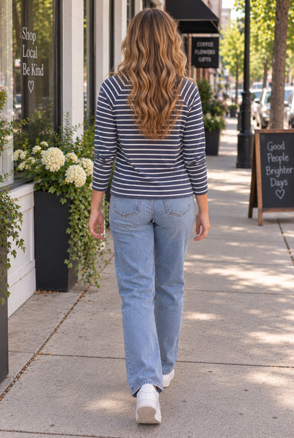 Hyfve Double Zero Navy Stripe Waffle Knit Raglan Top-Tops-Hyfve Double Zero-Deja Nu Boutique, Women's Fashion Boutique in Lampasas, Texas