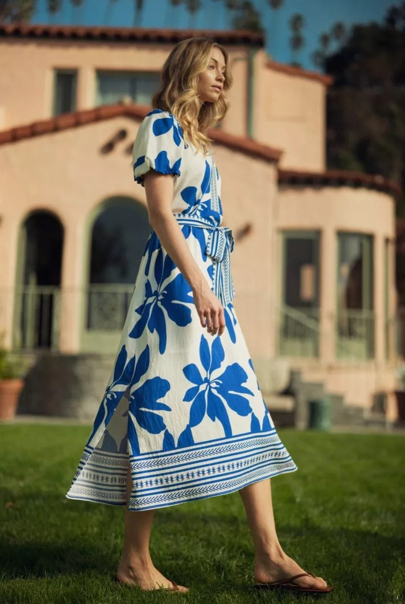 Jodifl Royal Tropical Floral Midi Dress-Midi Dresses-Jodifl-Deja Nu Boutique, Women's Fashion Boutique in Lampasas, Texas