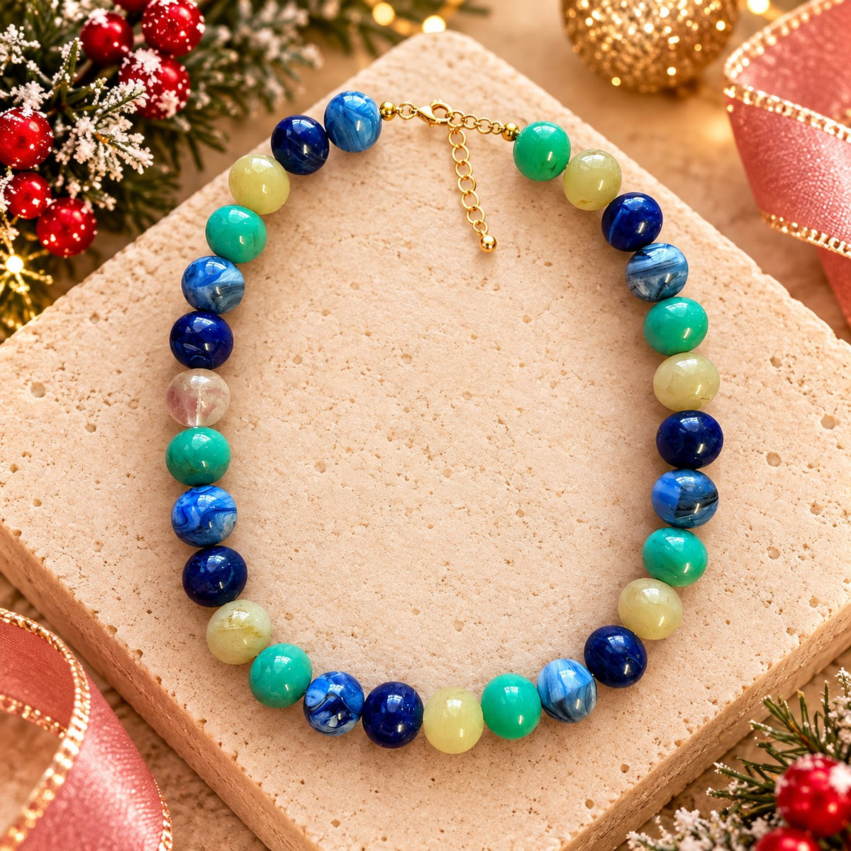 Kenze Panne Chunky Resin Blue Multi Necklace-Necklace-Kenze Panne-Deja Nu Boutique, Women's Fashion Boutique in Lampasas, Texas