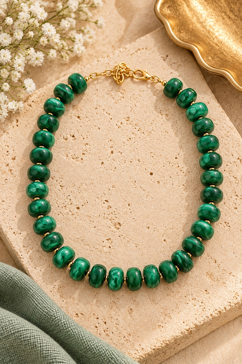Kenze Panne Chunky Resin Necklace in Green-Necklace-Kenze Panne-Deja Nu Boutique, Women's Fashion Boutique in Lampasas, Texas