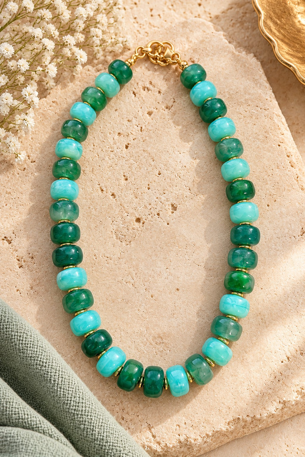 Kenze Panne Chunky Resin Necklace in Light Green-Necklace-Kenze Panne-Deja Nu Boutique, Women's Fashion Boutique in Lampasas, Texas