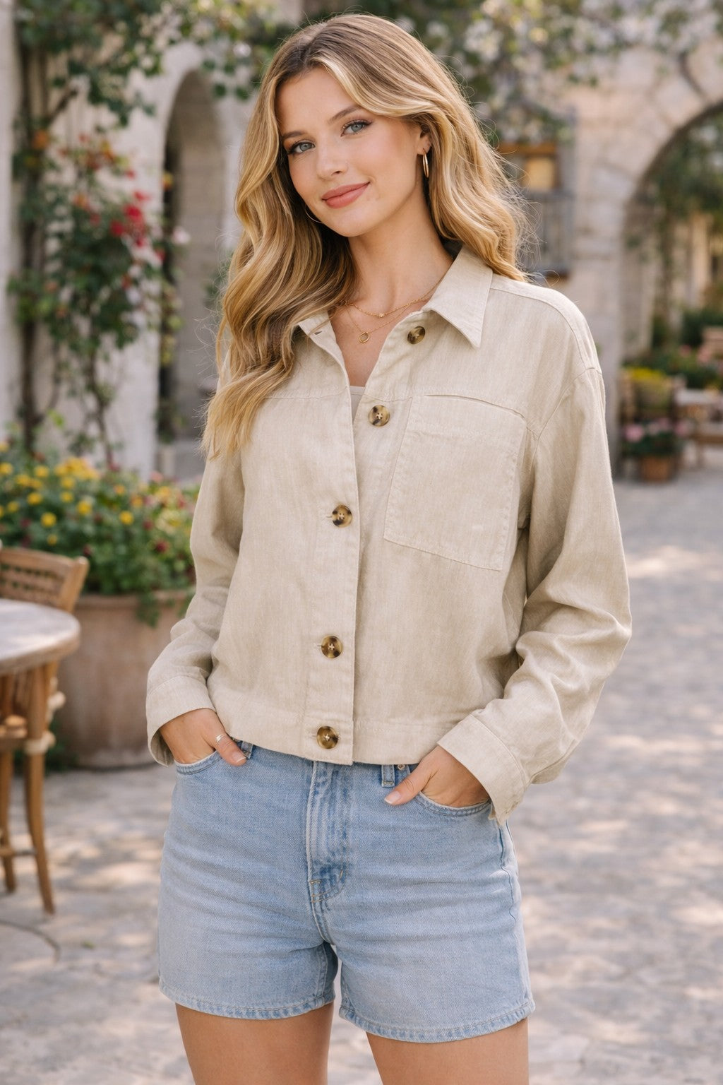 Kut from the Kloth Bellamy Linen Jacket – Sand-Jackets-Kut from the Kloth-Deja Nu Boutique, Women's Fashion Boutique in Lampasas, Texas