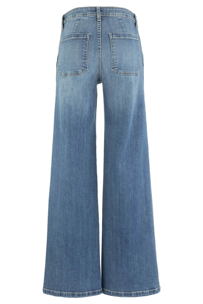 Kut from the Kloth Jean High Rise Wide Leg Dip Scoop Pockets Jeans in Incandescent-Jeans-Kut from the Kloth-Deja Nu Boutique, Women's Fashion Boutique in Lampasas, Texas